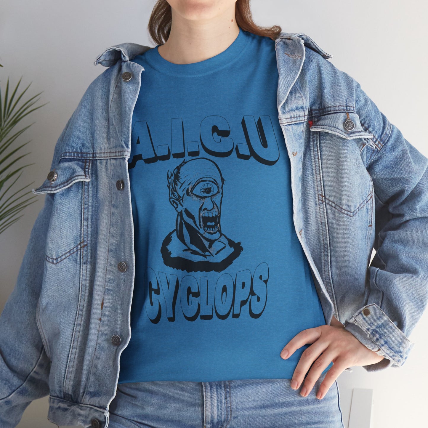Graphic Unisex Tee - Fake AICU University Cyclops Mascot Mythology Shirt