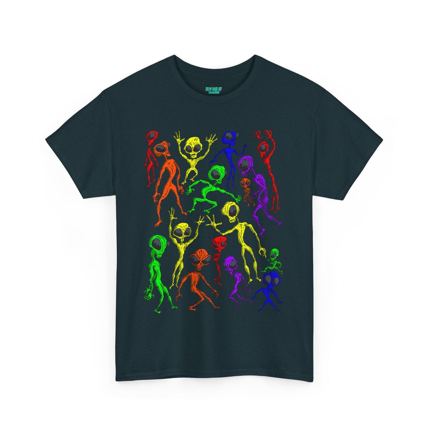 Rainbow Alien Dance Party Unisex Tee - Cosmic Sci-Fi Shirt
