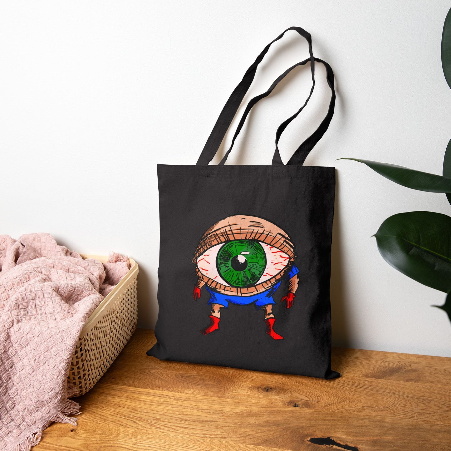 Terrif-EYE-ing Green Eye Tote Bag — Quirky Illustrated Canvas Shopper