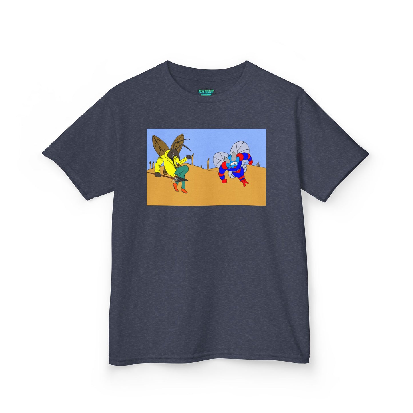 Astro-Fly and Wasp Warrior Kids Tee — Colorful Desert Beetle Cartoon Illustration