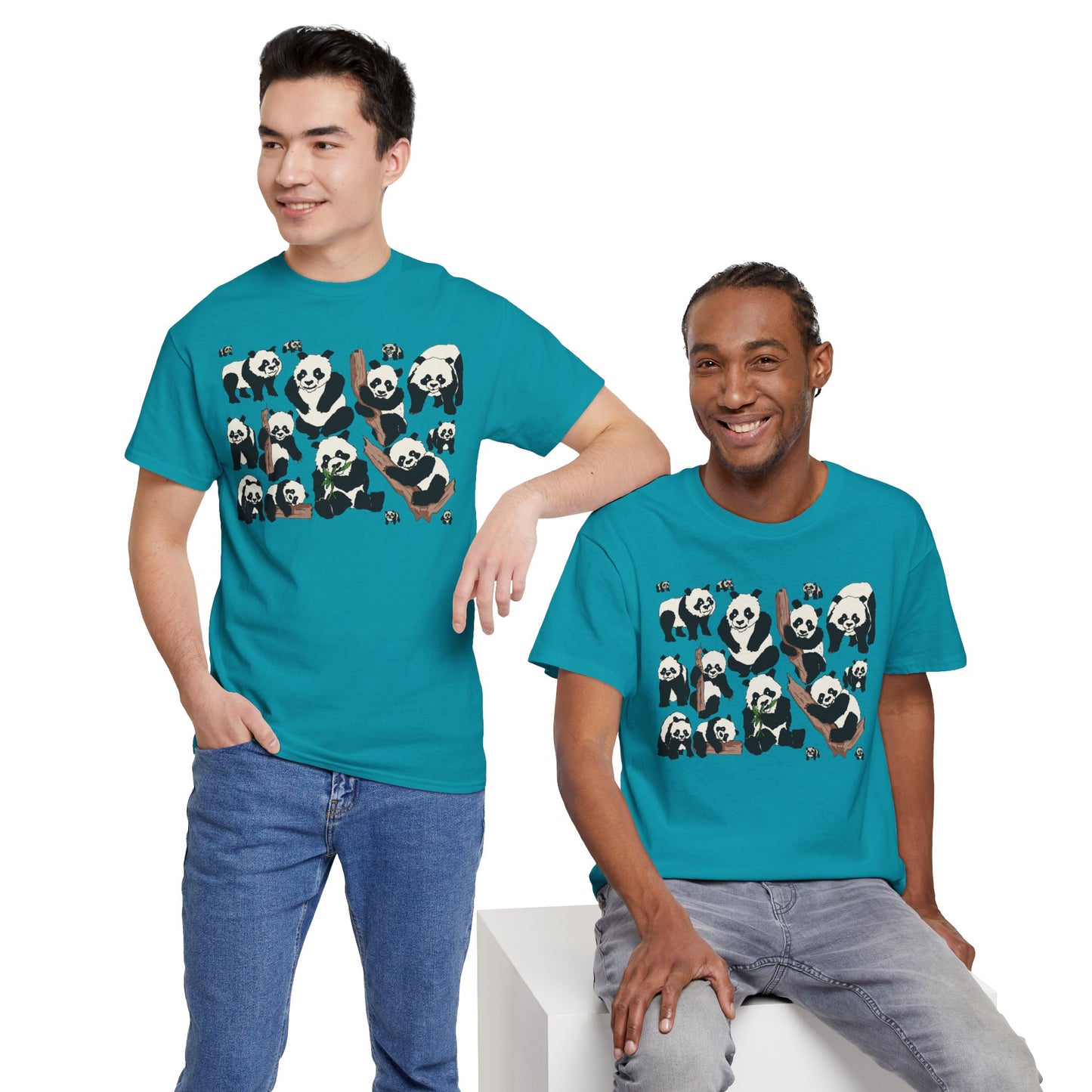 Cute Panda Design Unisex Heavy Cotton Tee | Animal Lover Gift, Casual Wear, Eco-Friendly Apparel, Nature Enthusiast Clothing