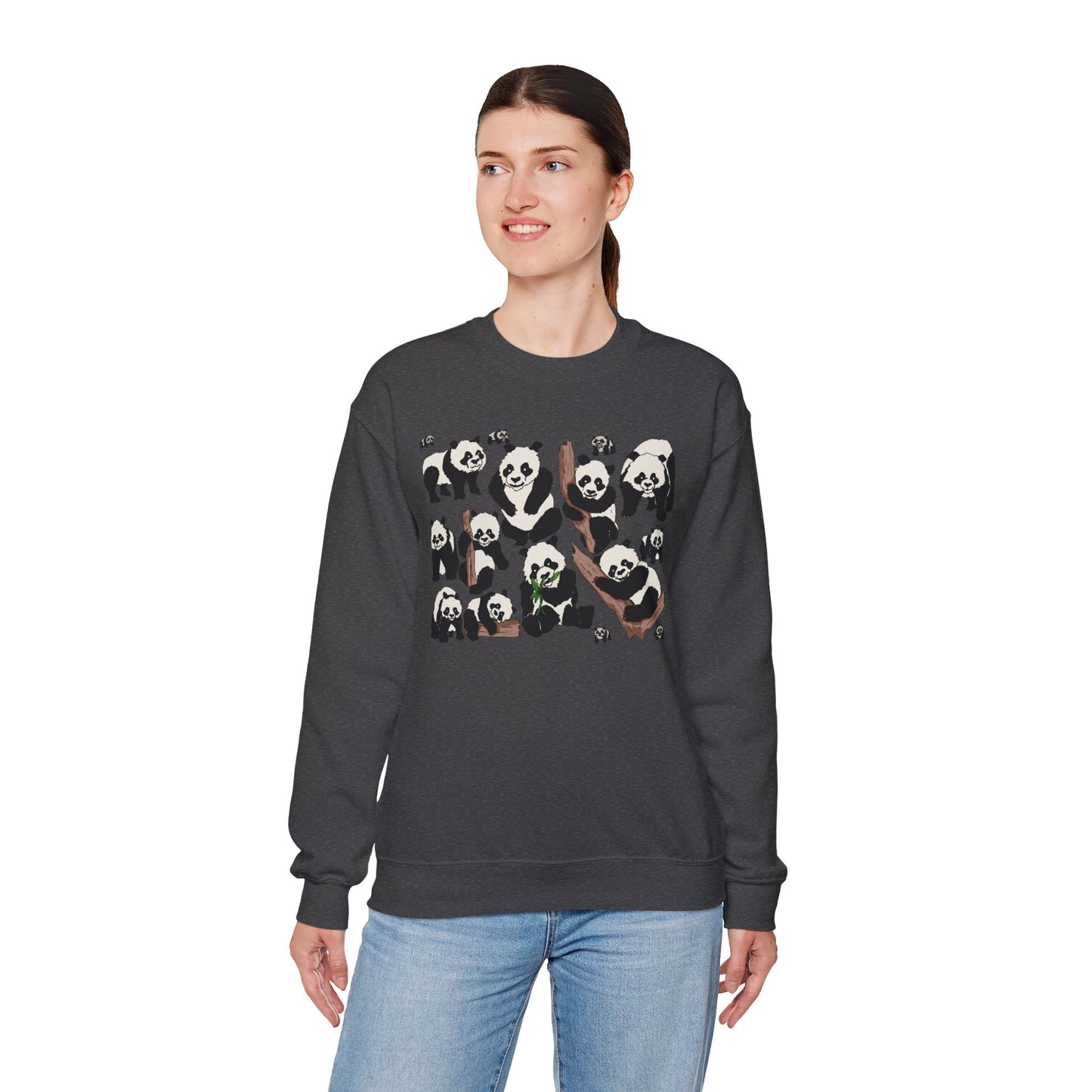 Cozy Panda Crewneck Sweatshirt - Soft Unisex Heavy Blend