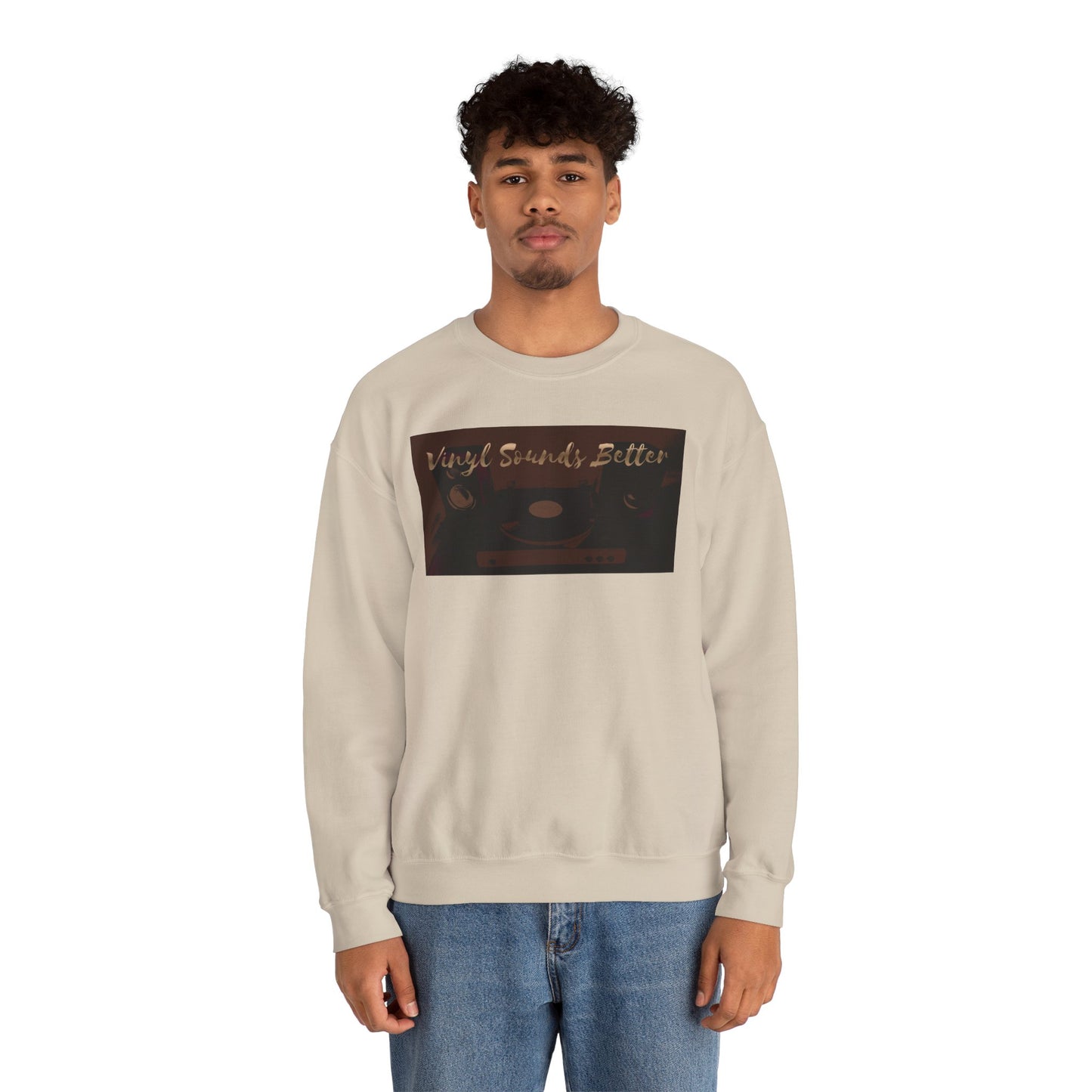 Crewneck Sweatshirt — "Vinyl Sounds Better" Retro Record Graphic