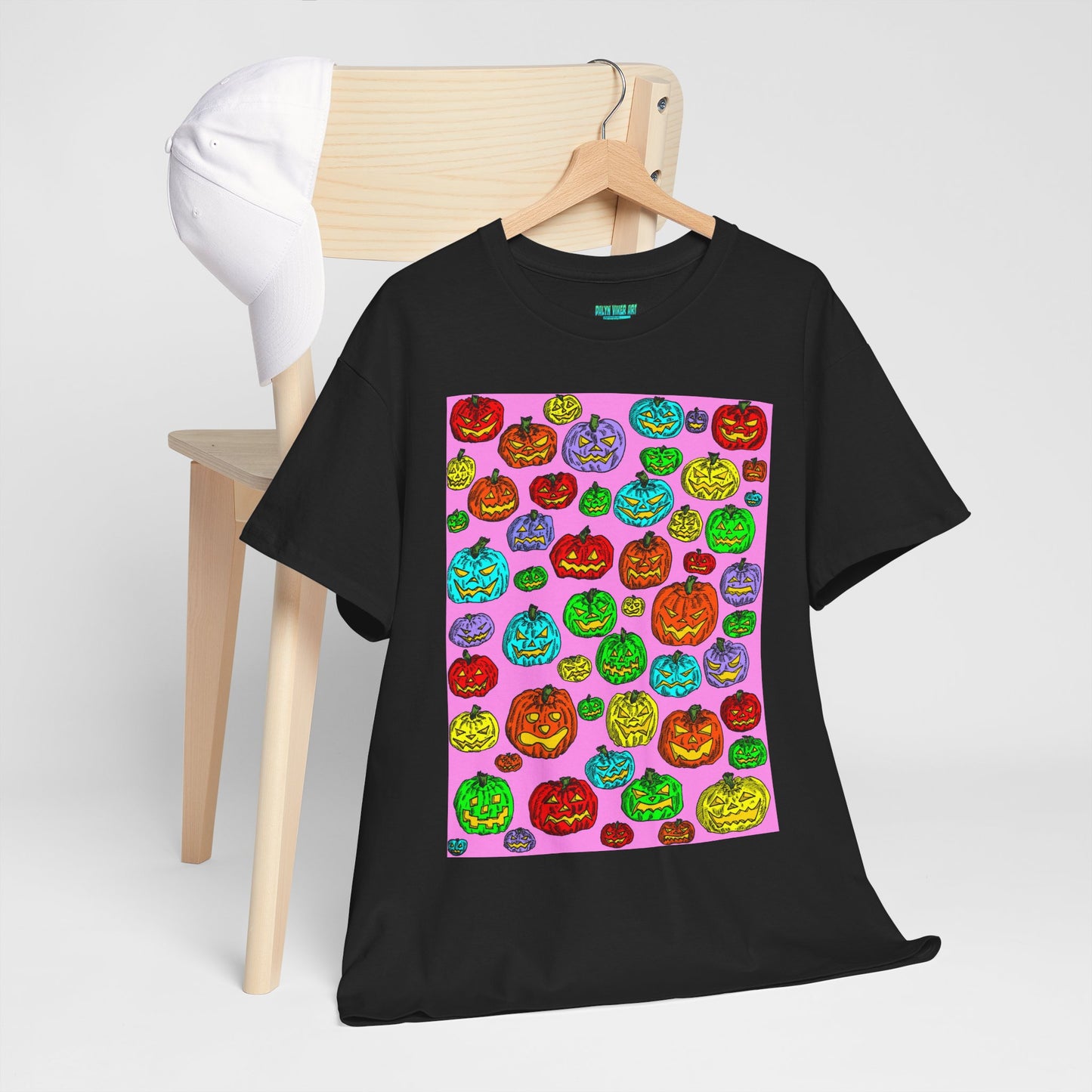Colorful Pumpkin Graphic Tee, Unisex Cotton T-Shirt, Halloween Costume, Fall Apparel, Trendy Graphic Shirt, Casual Wear