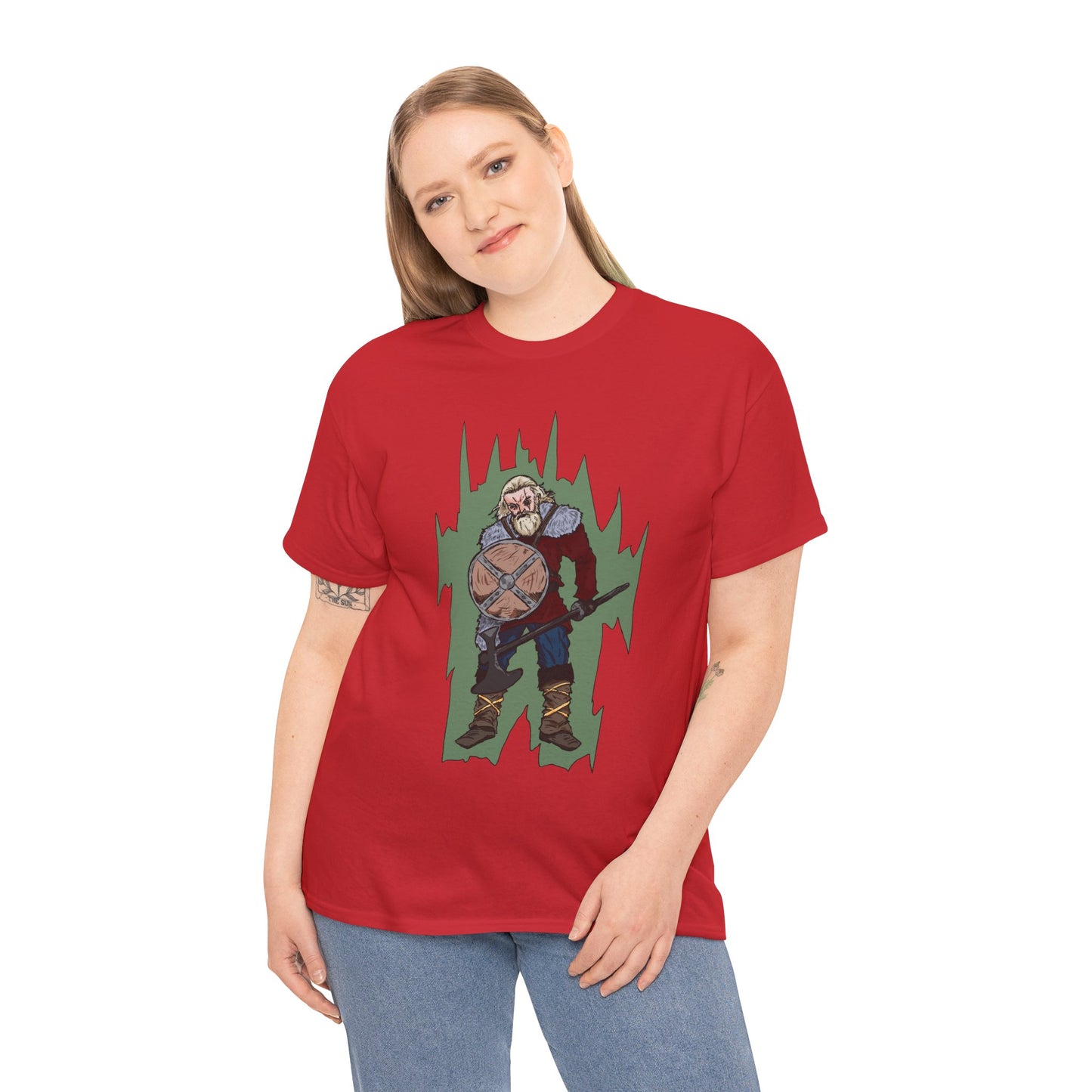 Epic Warrior Graphic Tee, Unisex Heavy Cotton Shirt, Casual Wear, Gamer Gift, Medieval Art Clothing, Battle Theme Fashion