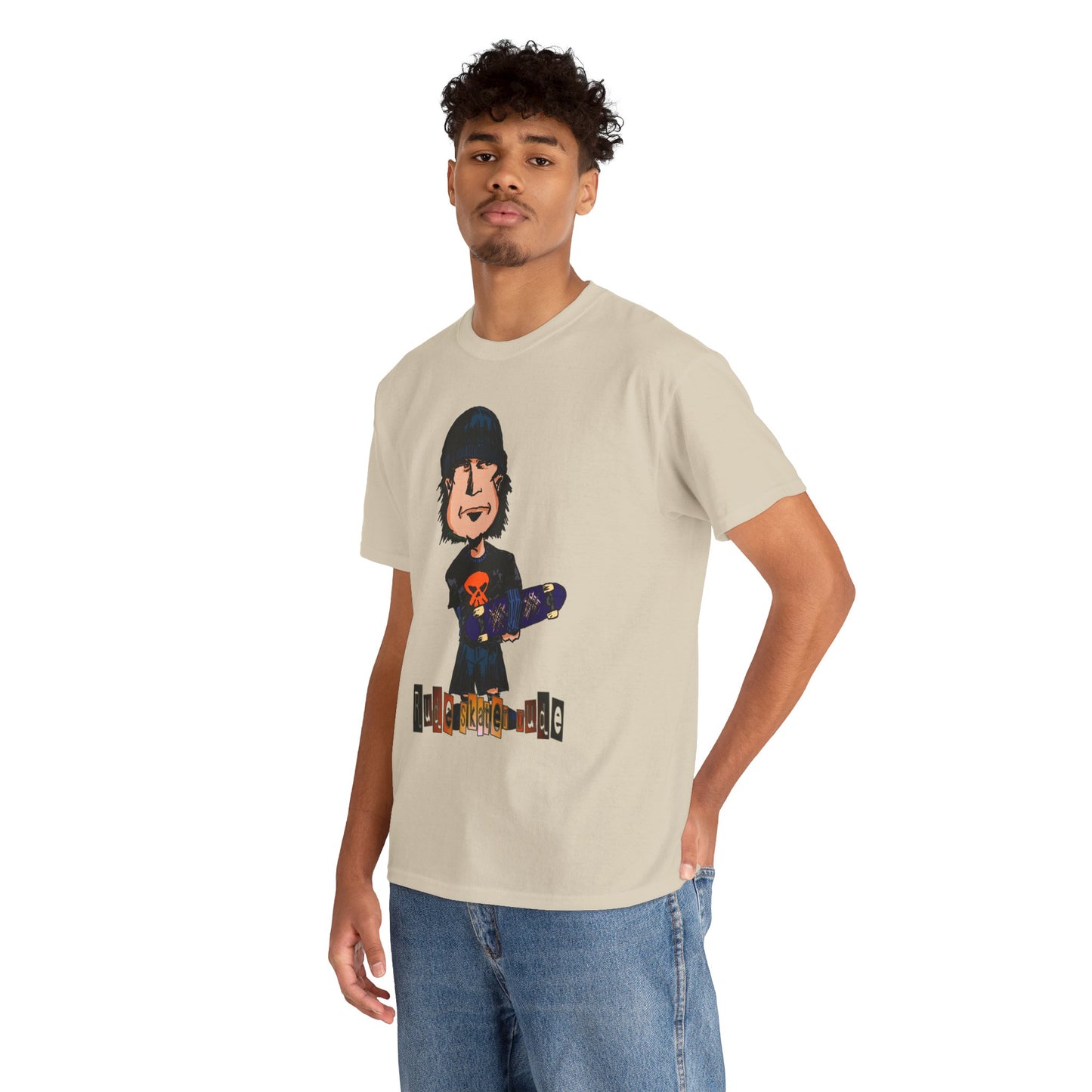 Rude Skater Dude Cartoon Skate Punk T-Shirt — Skateboarding Tee with Skull Design
