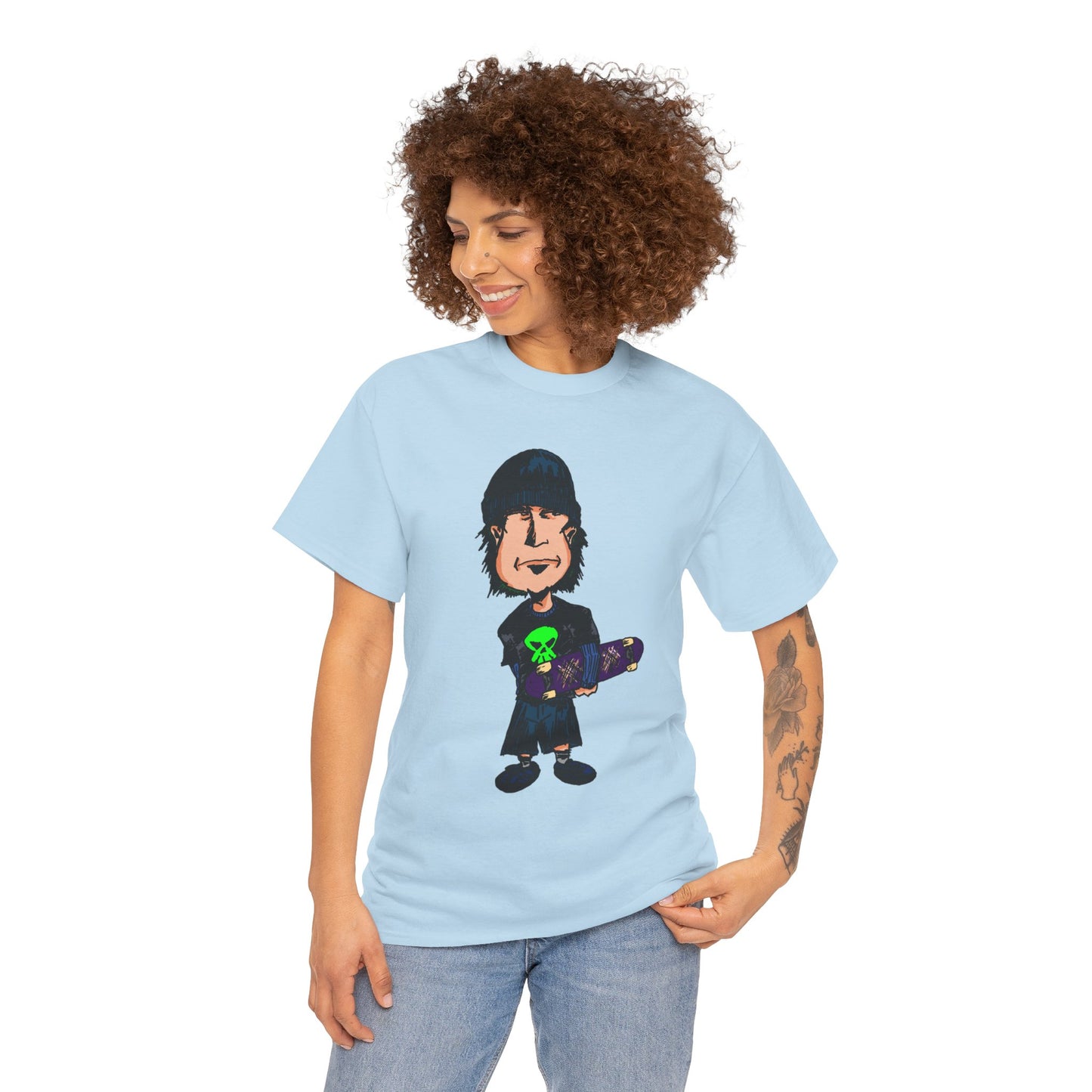 Rude Skater Dude - Skate Punk Cartoon Tee – Boy with Skateboard Graphic Shirt