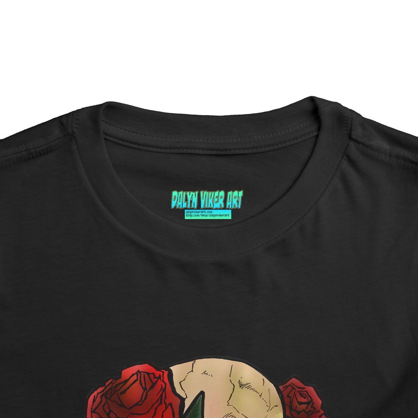 Toddler Tee — Skull with Red Roses Graphic