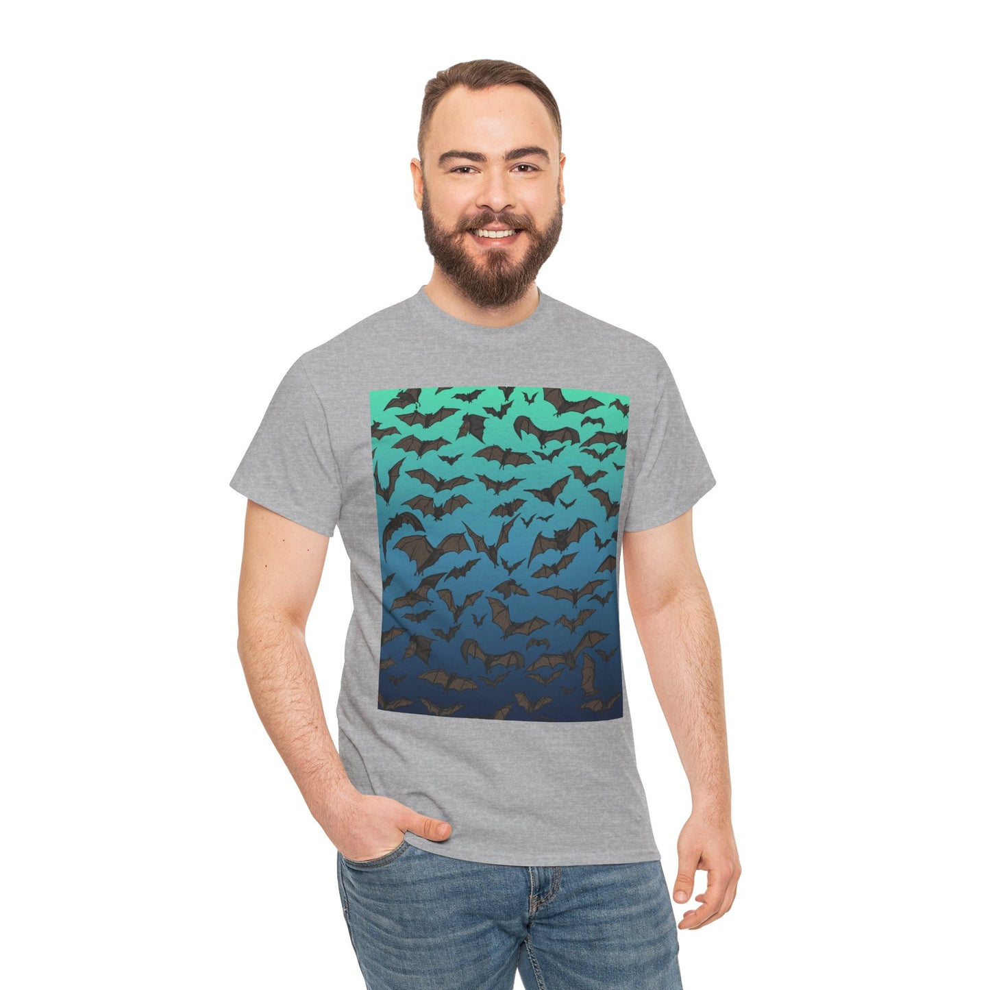 Bat Swarm Graphic Tee — Gradient Night Flight T-Shirt