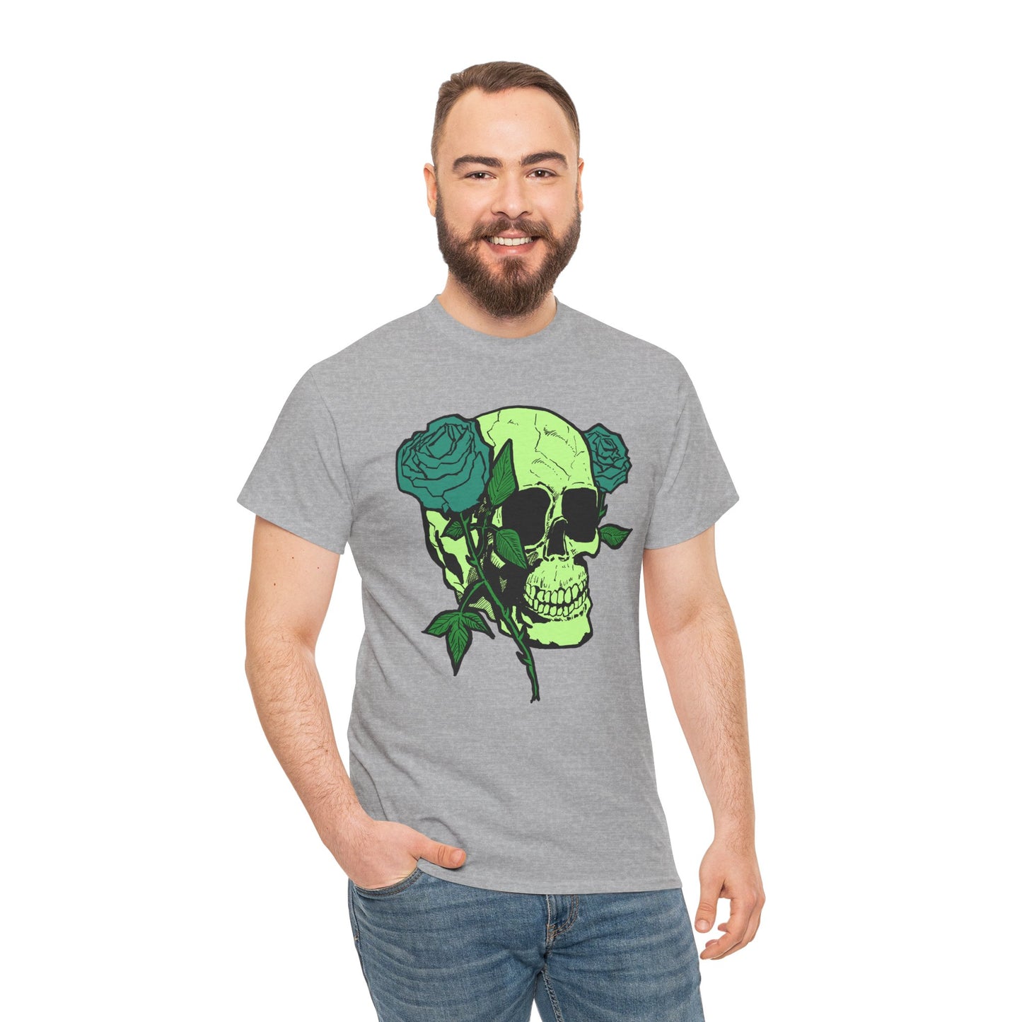 Skull & Rose Graphic Tee - Unisex Heavy Cotton Shirt
