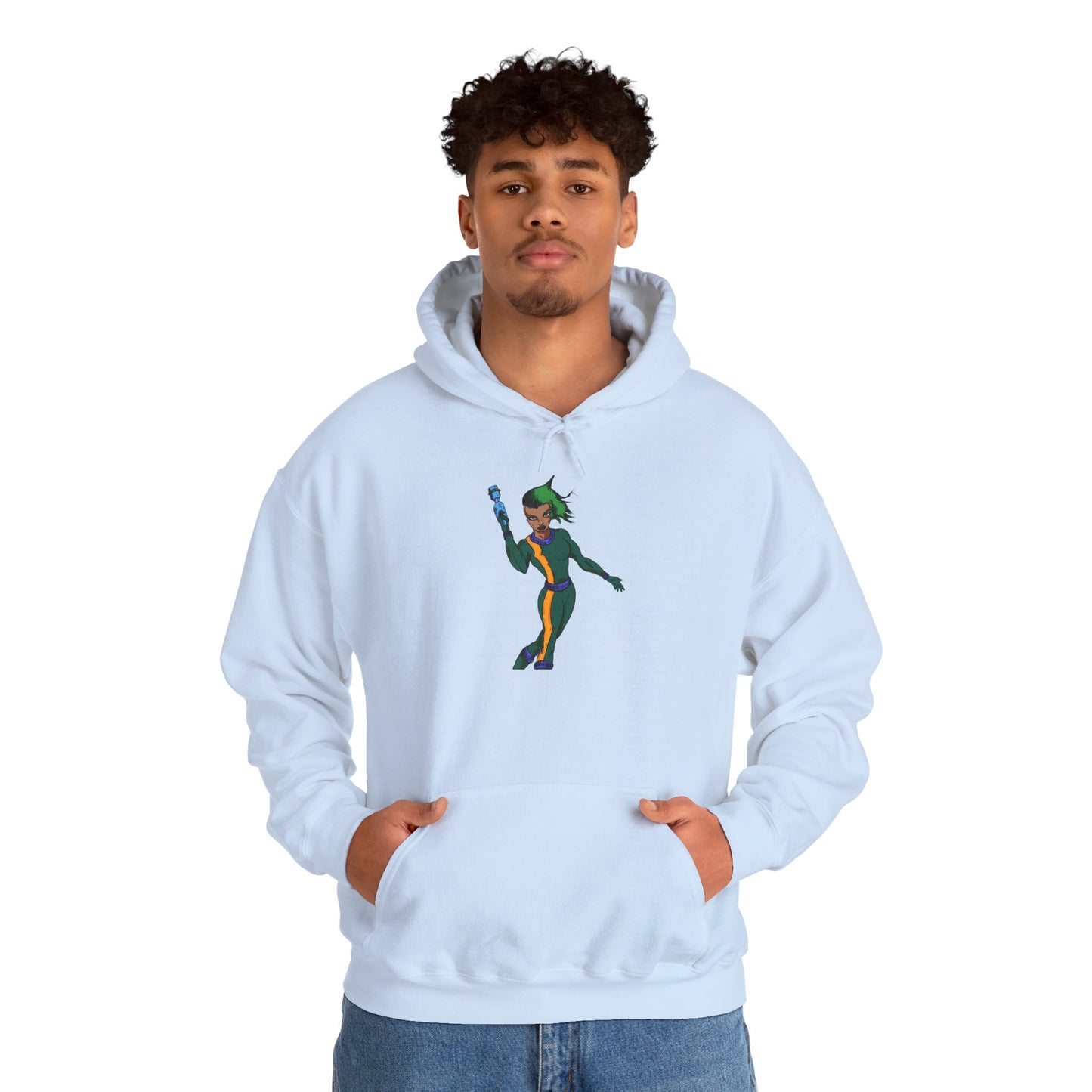 Funky Retro Space Warrior Hoodie - Unisex Heavy Blend™ Hooded Sweatshirt, Cozy Trendy Pullover, Perfect Gift for Dance Lovers, Party Vibes, [...]