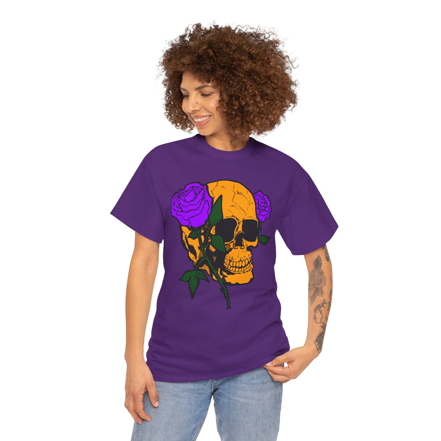 Skull and Roses Unisex Tee, Gothic Aesthetic Shirt, Vintage Graphic T-Shirt, Streetwear Essentials, Edgy Casual Wear