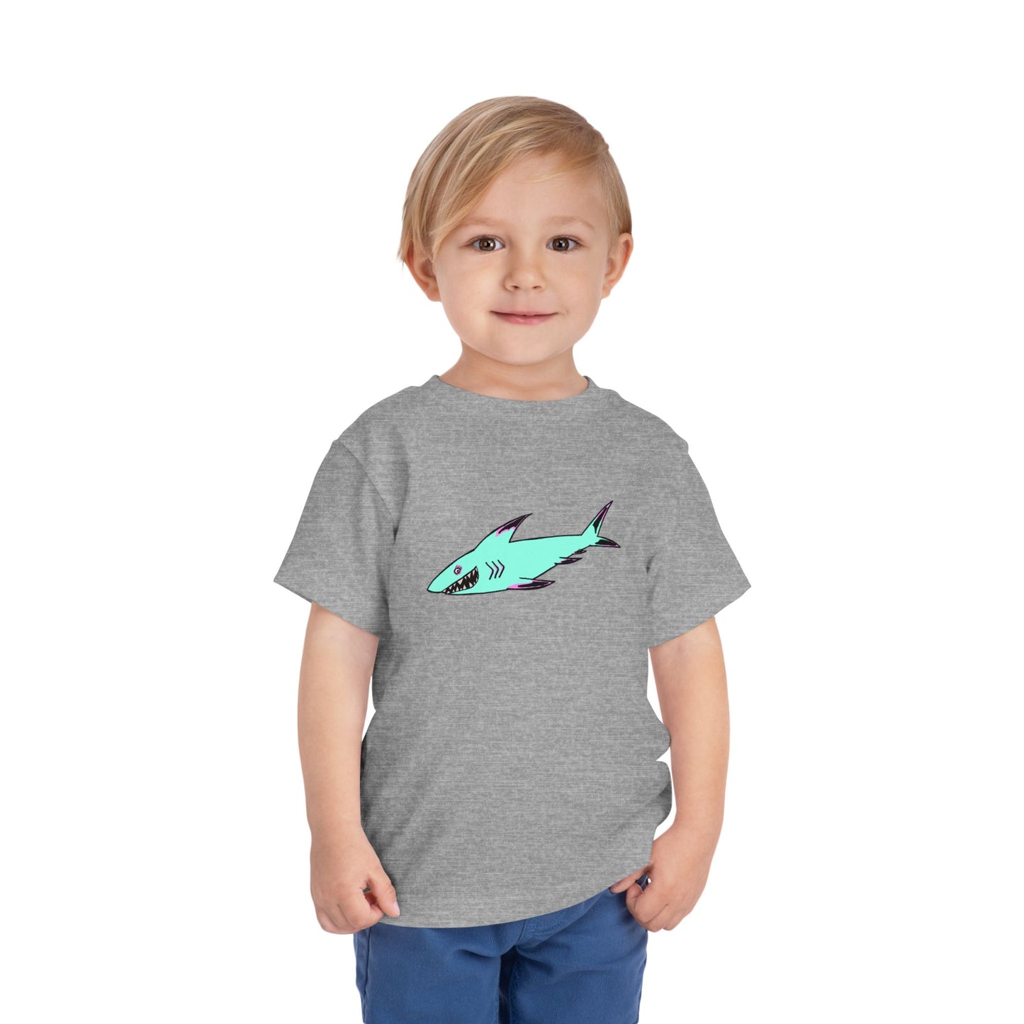 Toddler Tee — Cute Teal Shark Graphic Kids T‑Shirt
