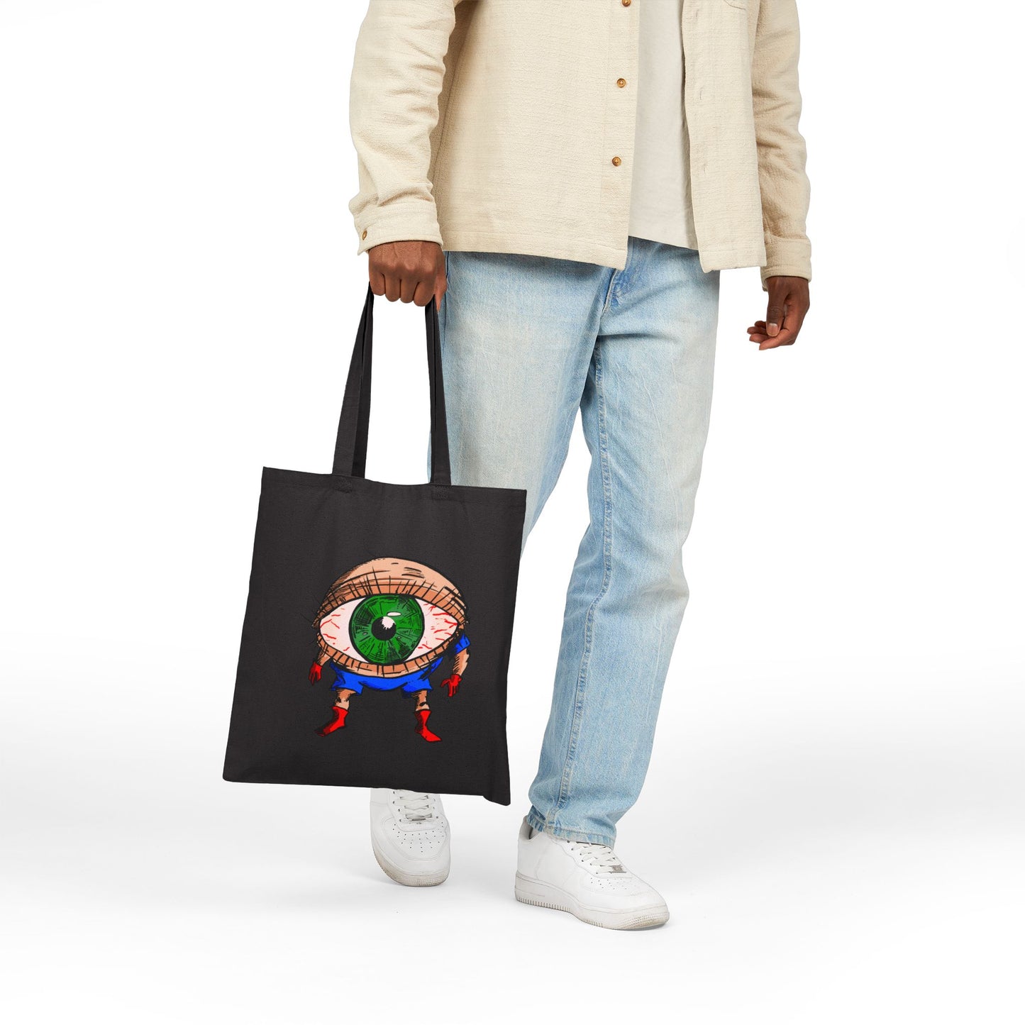Terrif-EYE-ing Green Eye Tote Bag — Quirky Illustrated Canvas Shopper
