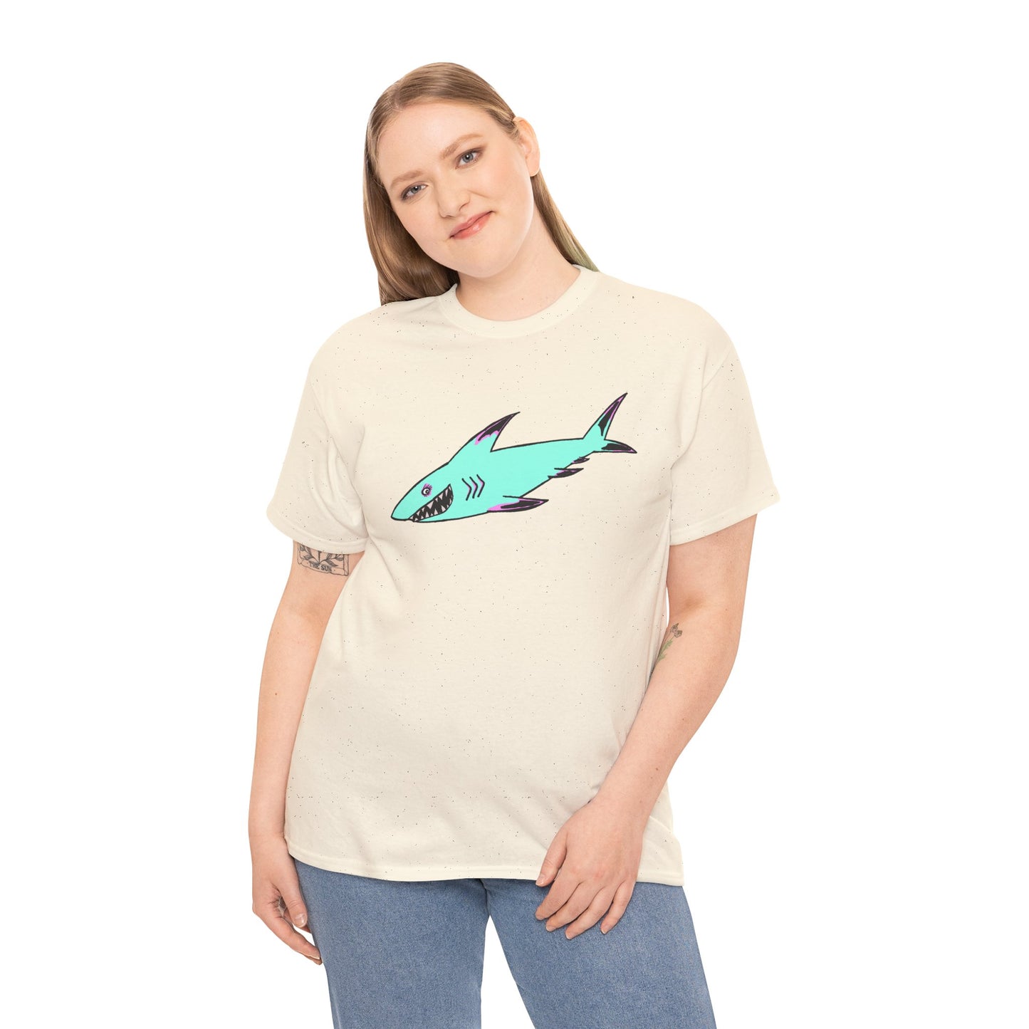 Cool Shark Graphic Unisex Heavy Cotton Tee, Ocean Lover Shirt, Beachwear, Casual Everyday Tee, Gift for Sharks Fans