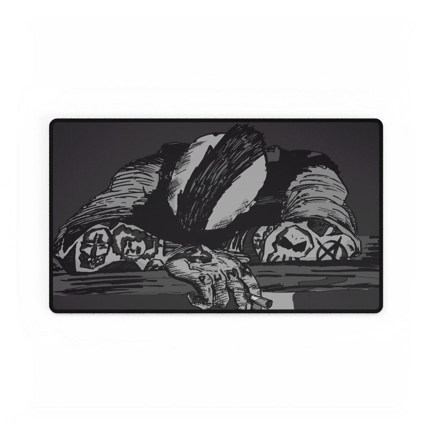 Punk and Done Tattooed Figure Desk Mat — Gothic Gaming & Office Mouse Pad and Card Playing Mat