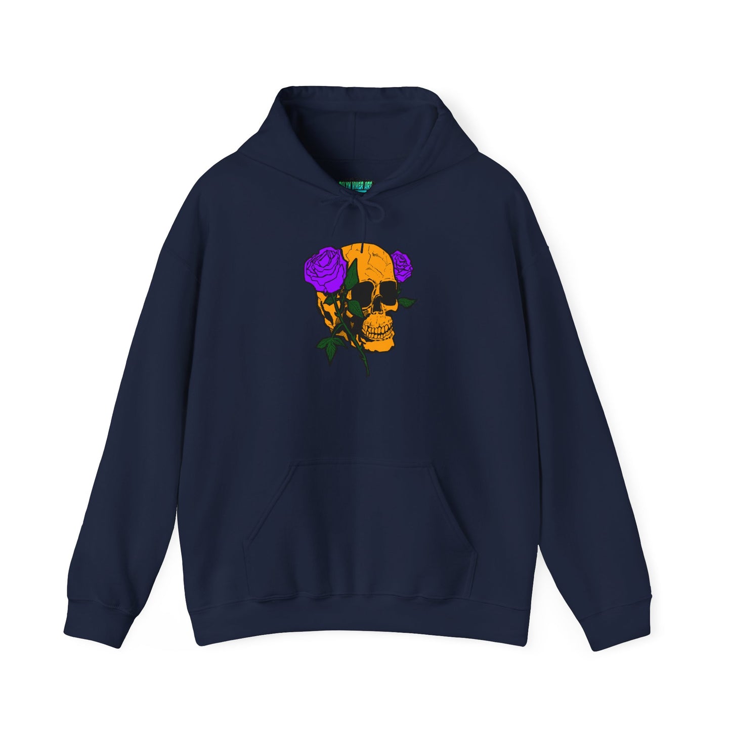 Skull & Roses Hooded Sweatshirt - Unisex Heavy Blend, Perfect for Halloween, Casual Wear, Street Style, Gifts for Her, Trendy Fashion