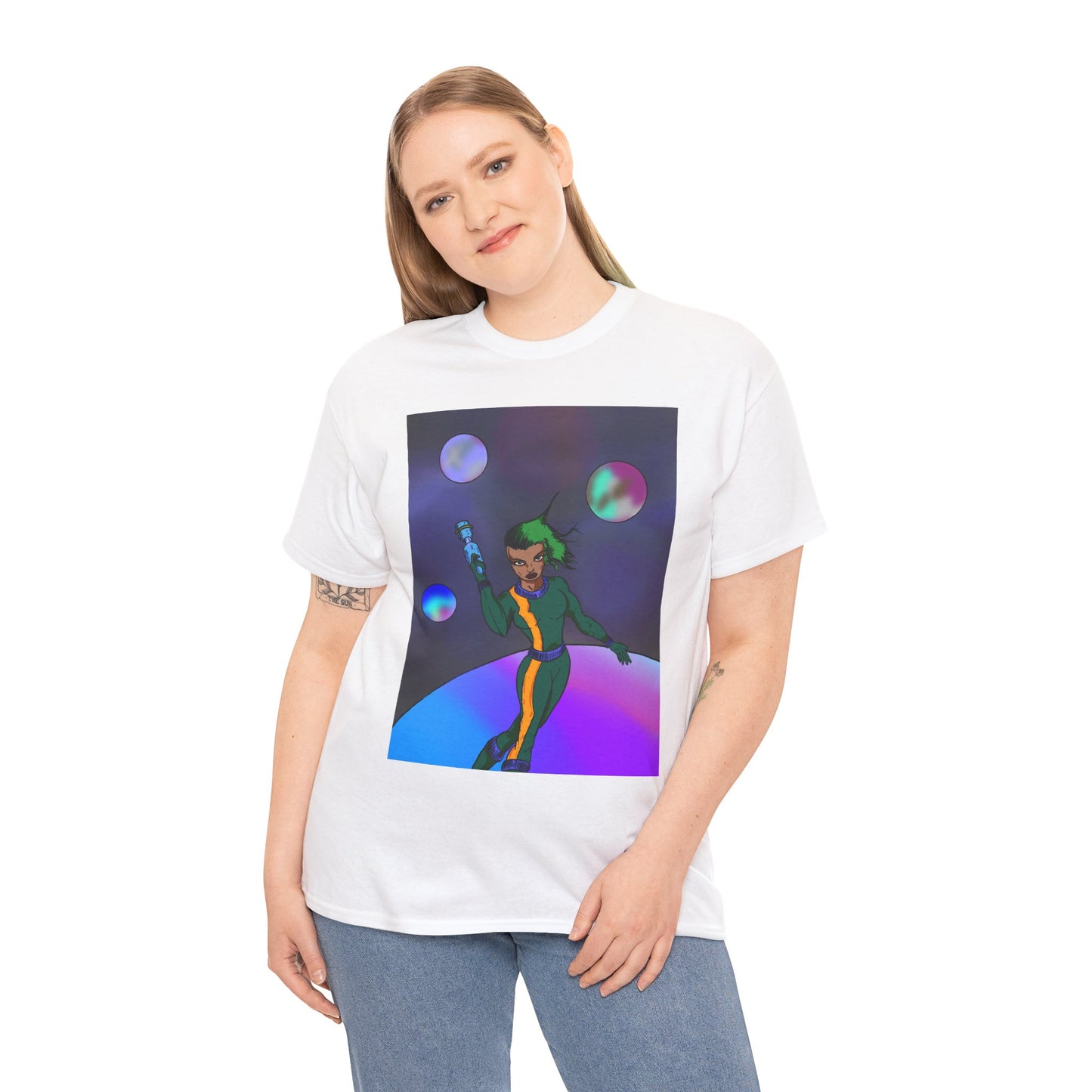 Cosmic Hero Vibe Tee - Unisex Heavy Cotton Tee, Space Art Shirt, Retro Sci-Fi T-Shirt, Gift for Space Lovers, Unique Graphic Tee