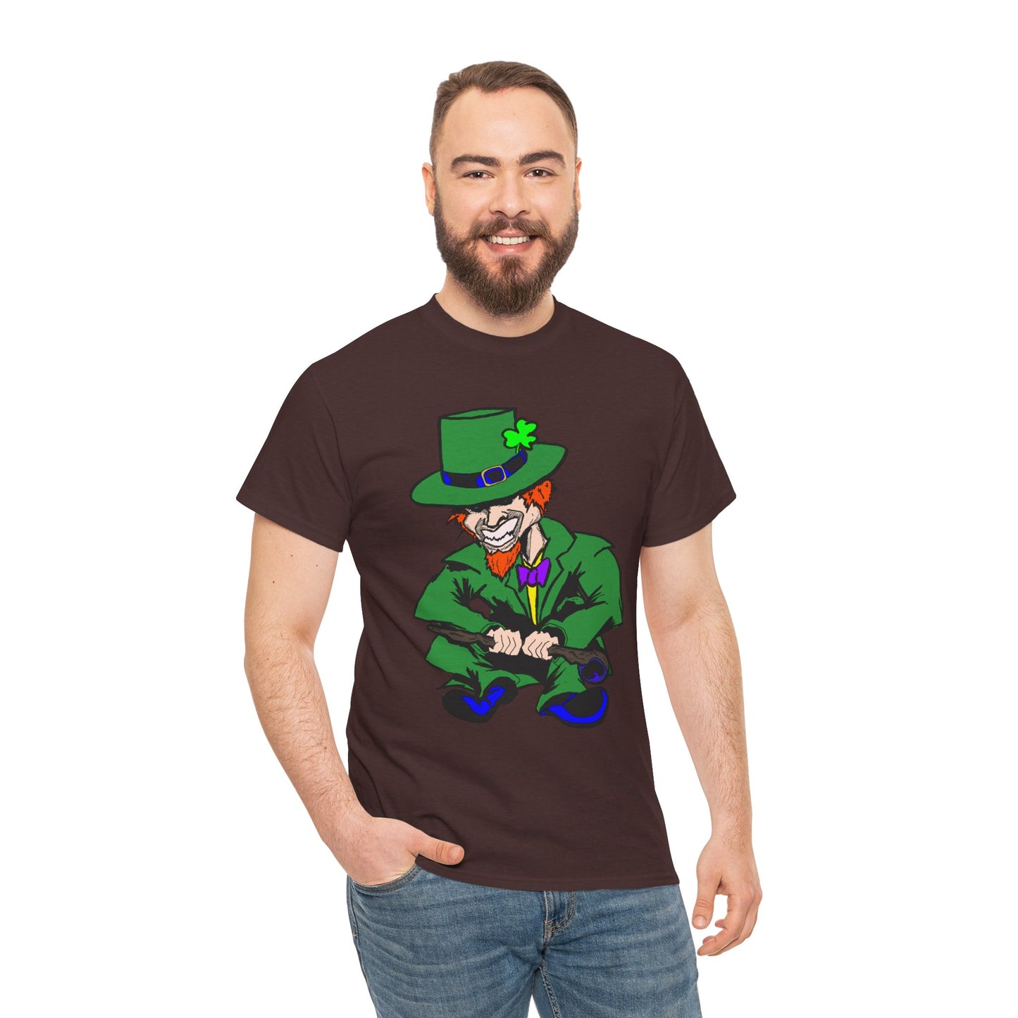 Funny Mischievious Leprechaun Saint Patrick's Day Unisex Heavy Cotton Tee - Leprechaun Design