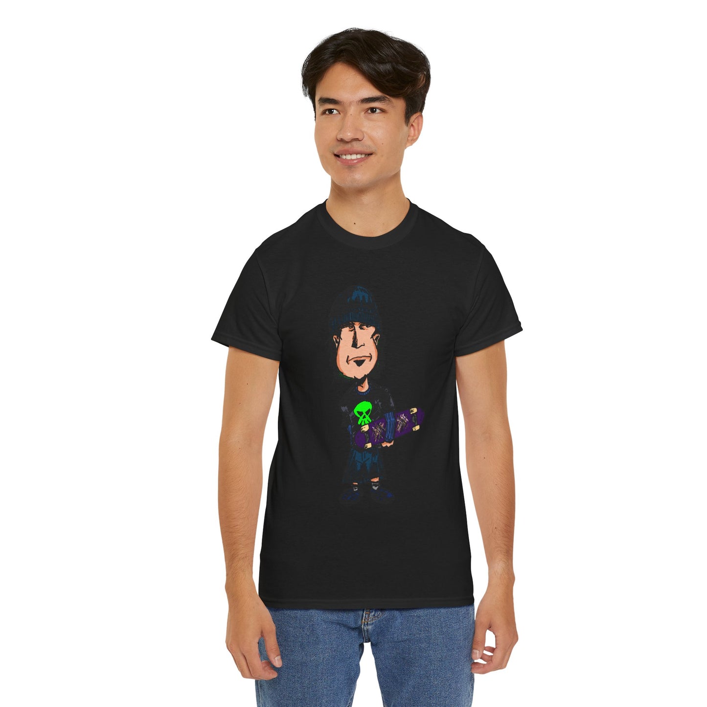 Rude Skater Dude - Skate Punk Cartoon Tee – Boy with Skateboard Graphic Shirt
