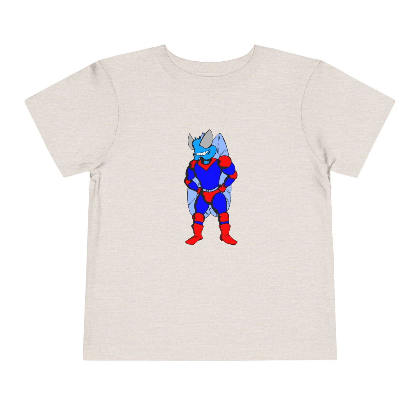 Astro-Fly Toddler Tee — Brave Blue Superhero Bug Graphic