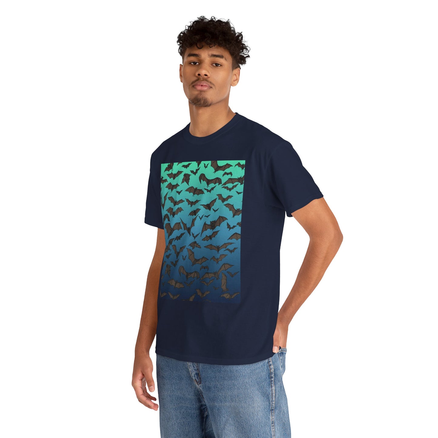 Bat Swarm Graphic Tee — Gradient Night Flight T-Shirt