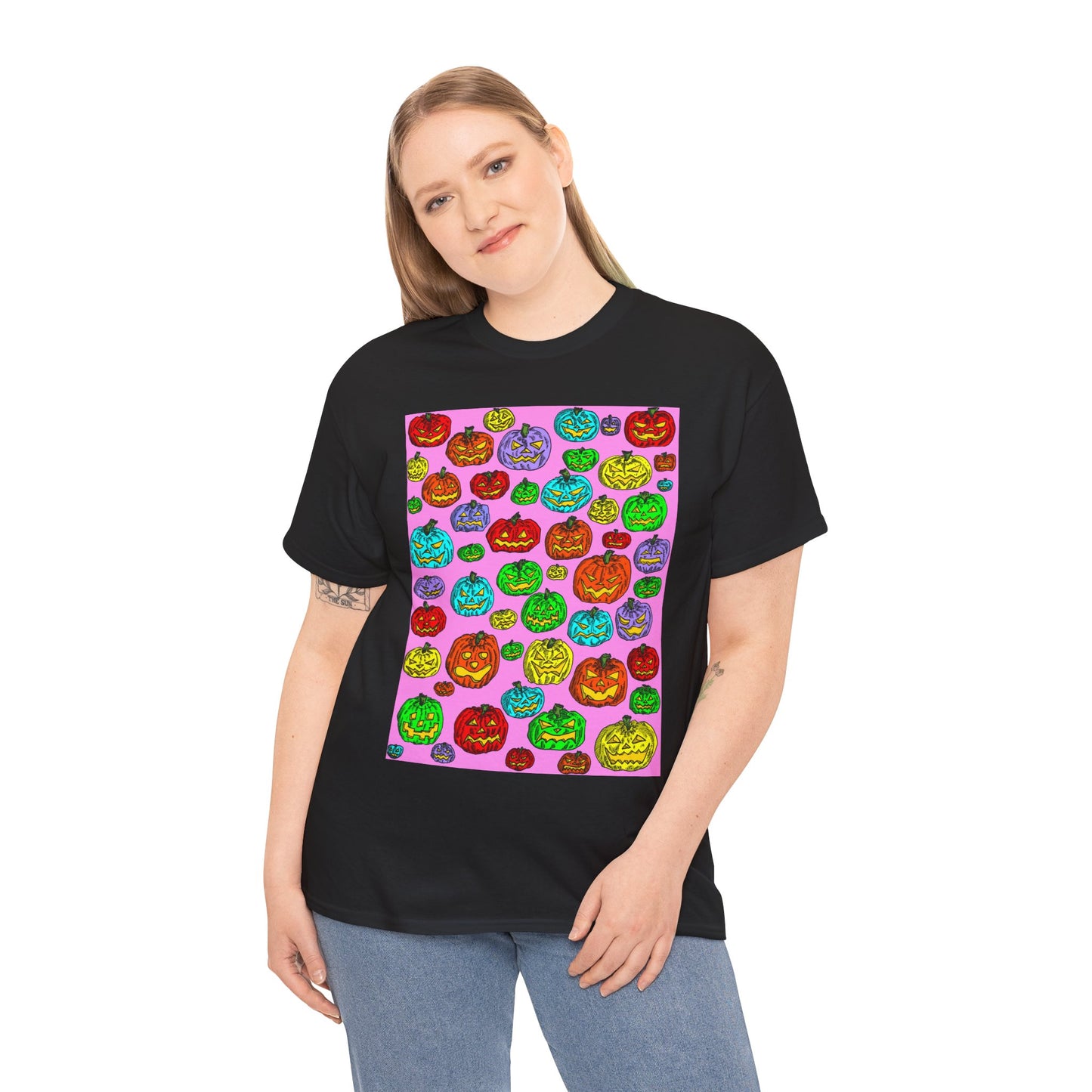 Colorful Pumpkin Graphic Tee, Unisex Cotton T-Shirt, Halloween Costume, Fall Apparel, Trendy Graphic Shirt, Casual Wear