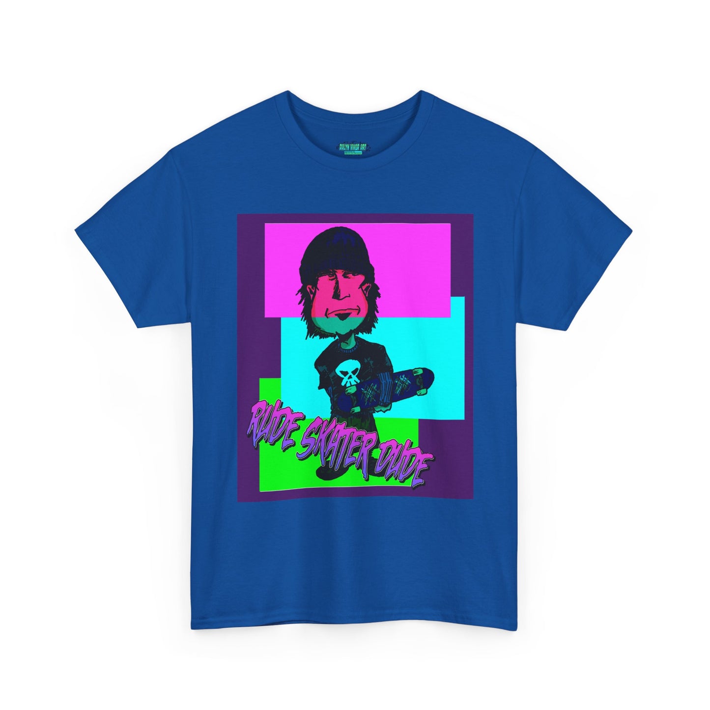 Retro Neon Skateboard Tee — "Rude Skater Dude" Graphic