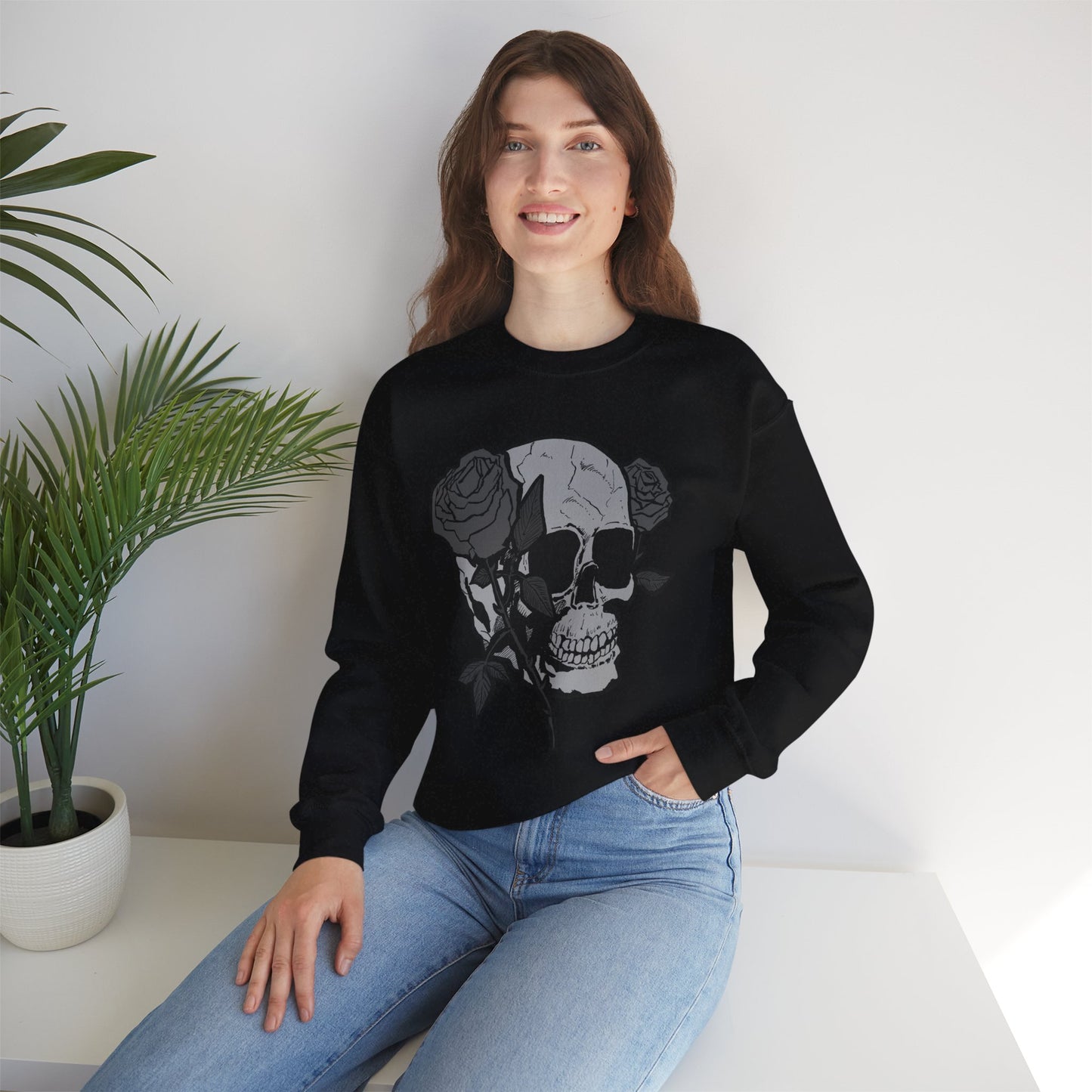 Skull and Roses Crewneck Sweatshirt - Unisex Heavy Blend™