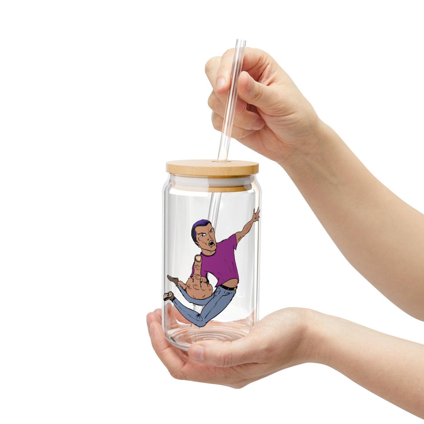 Flying Eff Cool Character Sipper Glass | Fun Water Bottle for Kids, Stylish Beverage Jar, Unique Gift Idea, Home Décor, Summer Essential