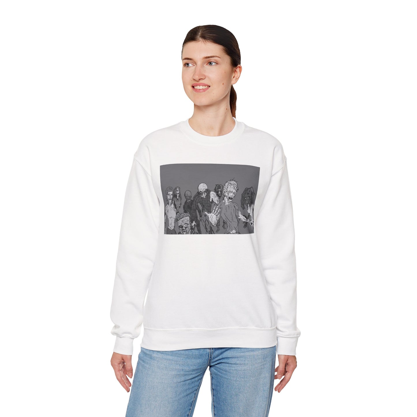 Vintage Zombie Horror Crewneck Sweatshirt - Unisex Heavy Blend™