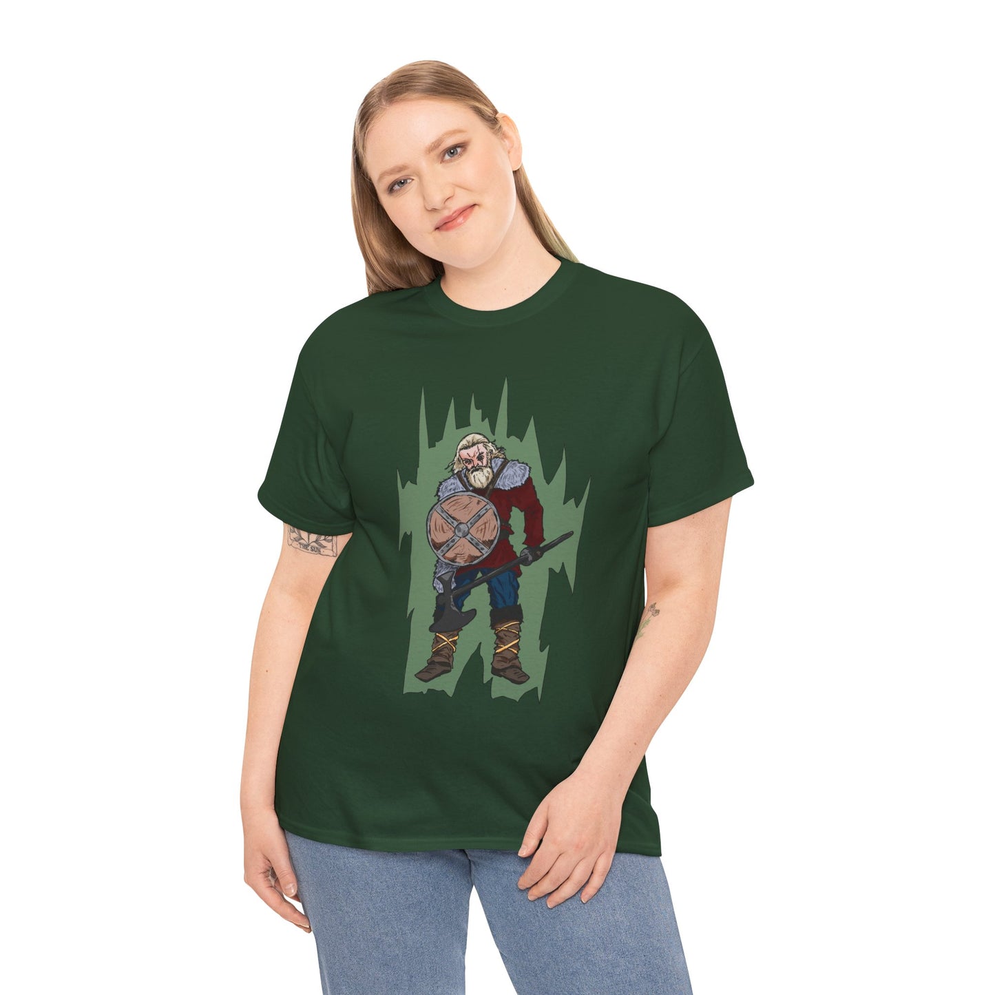 Epic Warrior Graphic Tee, Unisex Heavy Cotton Shirt, Casual Wear, Gamer Gift, Medieval Art Clothing, Battle Theme Fashion
