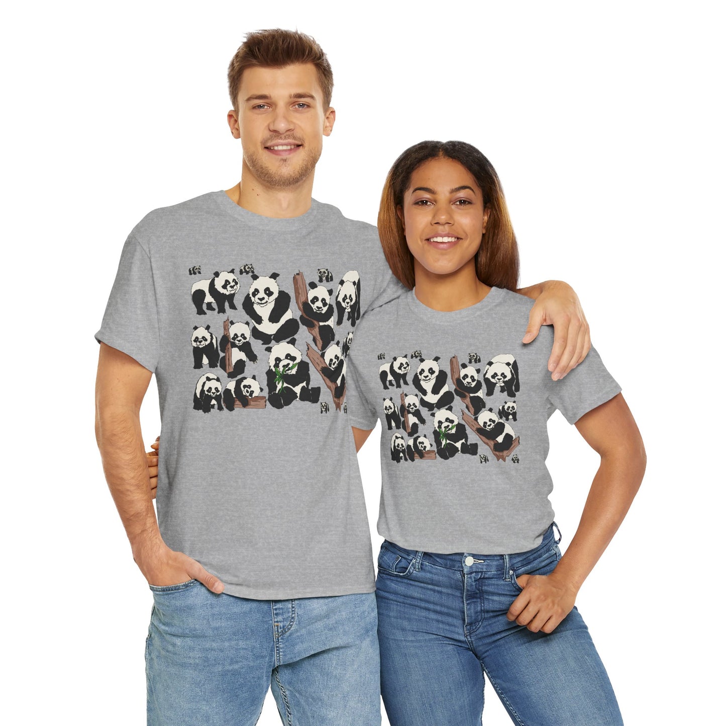 Cute Panda Design Unisex Heavy Cotton Tee | Animal Lover Gift, Casual Wear, Eco-Friendly Apparel, Nature Enthusiast Clothing