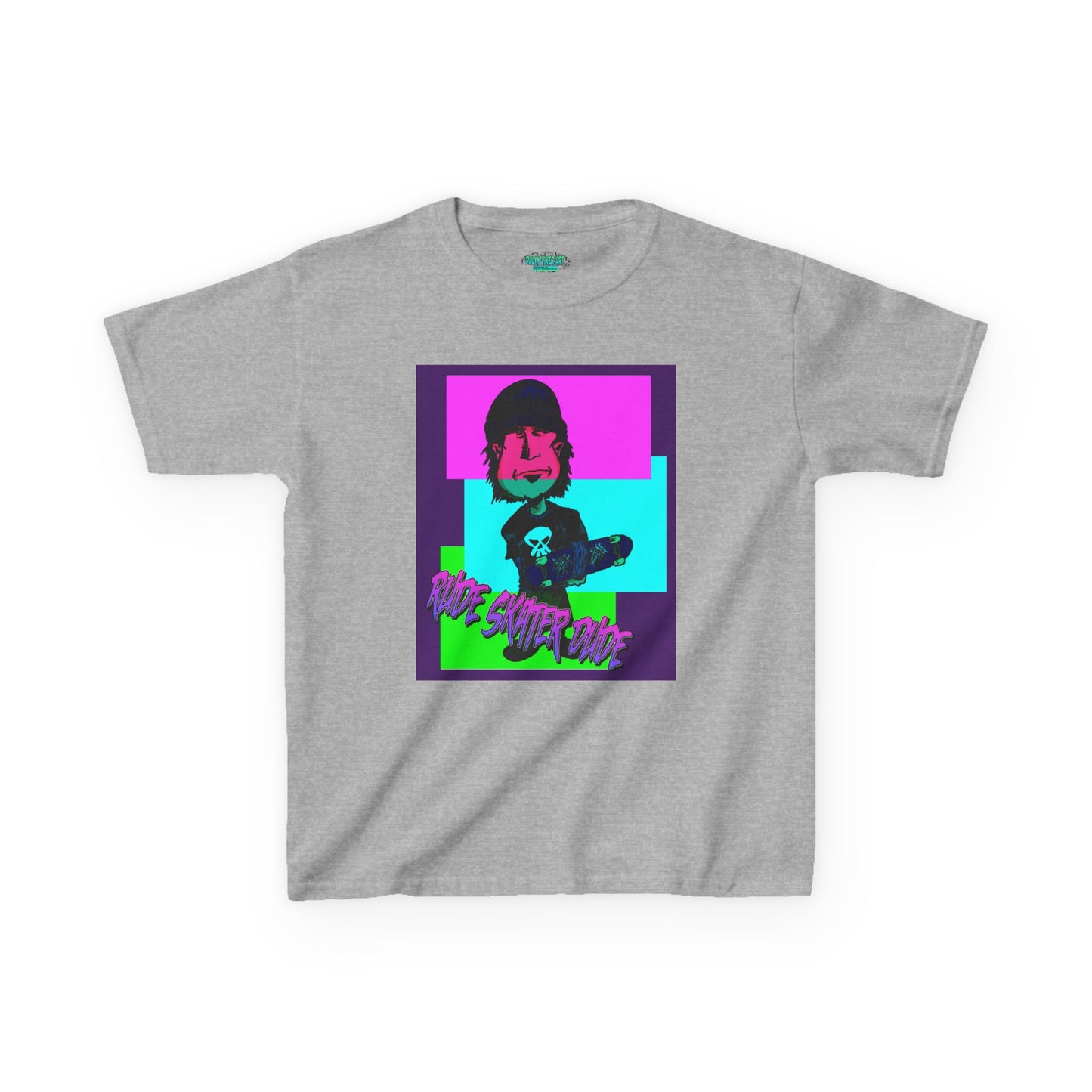 Kids Tee — Retro Neon Rude Skater Dude Kid Graphic T-Shirt