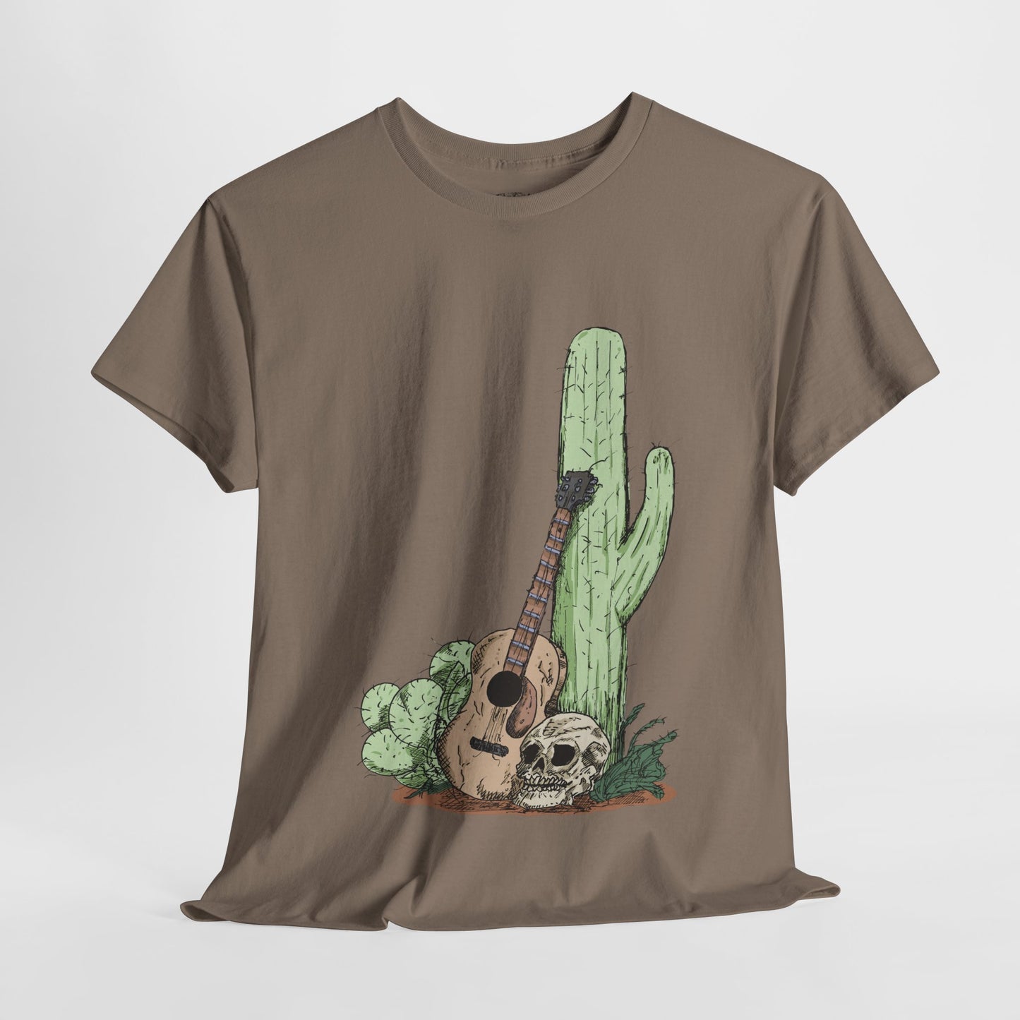 Desert Vibe Graphic Tee - Unisex Heavy Cotton Shirt, Boho Cactus Shirt, Guitar Lover's Gift, Summer Top, Music T-Shirt