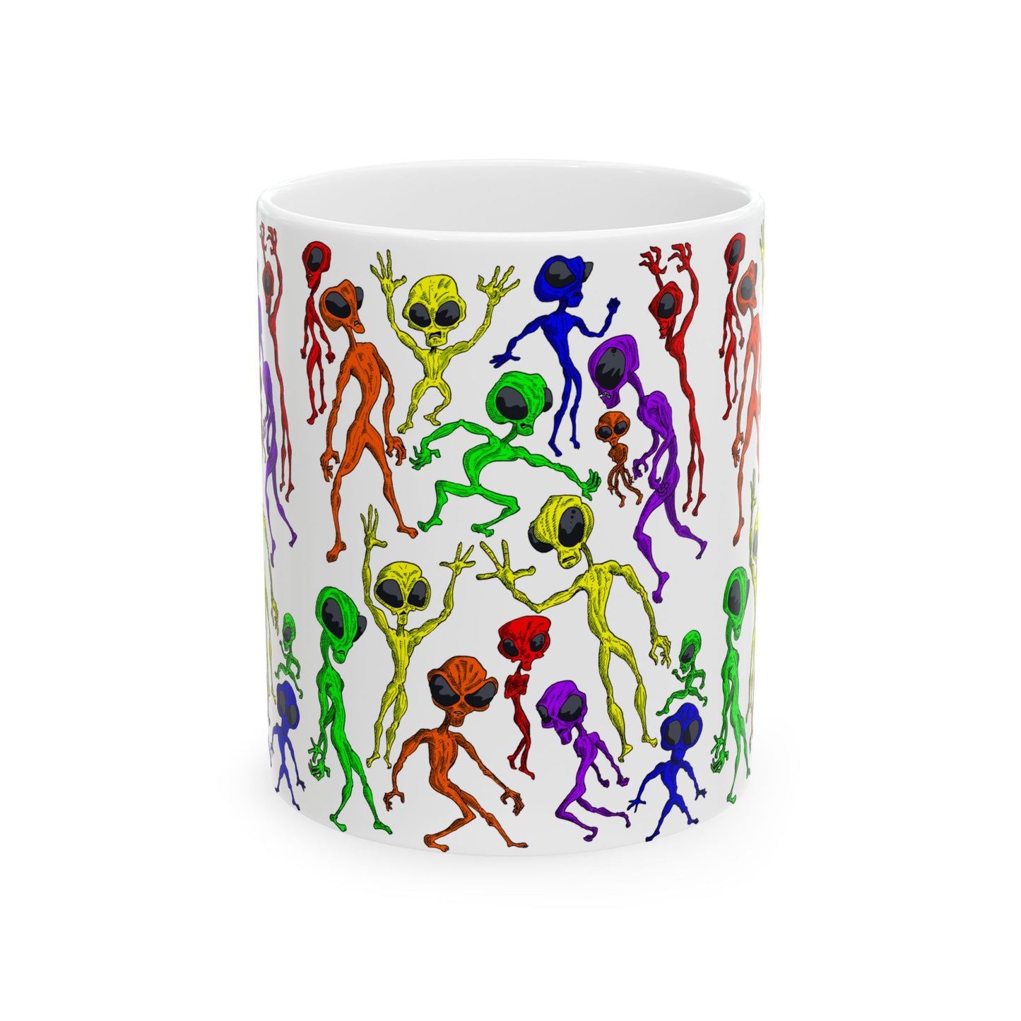 Alien Dance Party Ceramic Mug - Quirky Coffee Cup for Sci-Fi Lovers, Unique Gift for Birthdays, Parties, Holidays, Fun Kitchen Decor