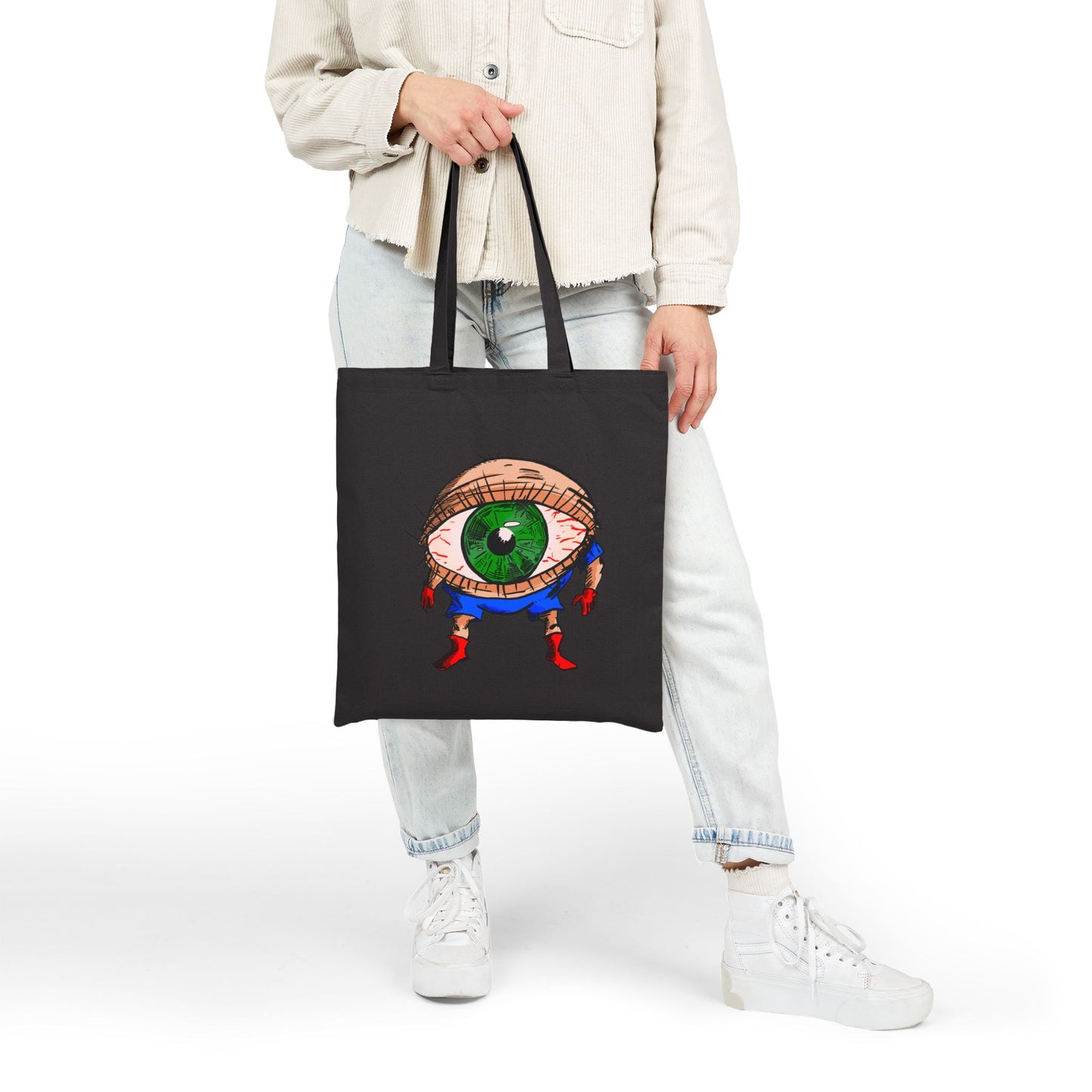Terrif-EYE-ing Green Eye Tote Bag — Quirky Illustrated Canvas Shopper