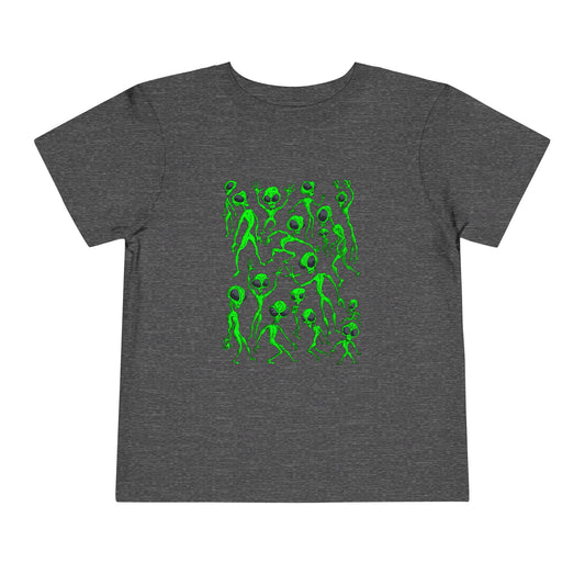 Alien Dance Party - Toddler Tee – Dancing Green Aliens Graphic Shirt for Kids