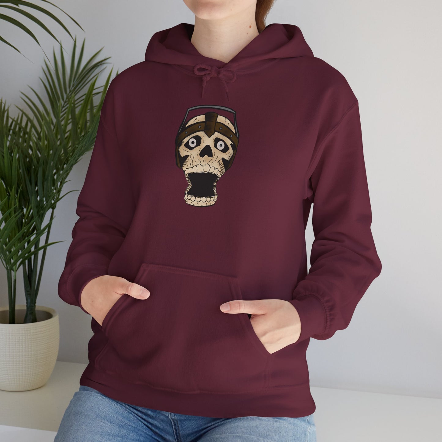Screaming Skull Graphic Hoodie, Unisex Heavy Blend Sweatshirt, Cozy Casual Wear, Gift for Halloween, Unique October Fashion, Everyday Comfort