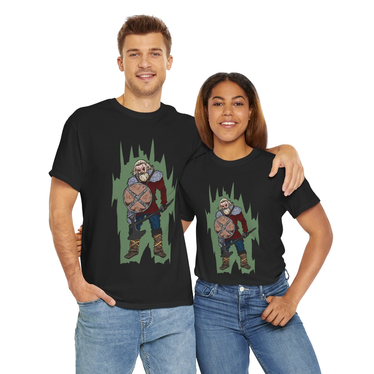 Epic Warrior Graphic Tee, Unisex Heavy Cotton Shirt, Casual Wear, Gamer Gift, Medieval Art Clothing, Battle Theme Fashion