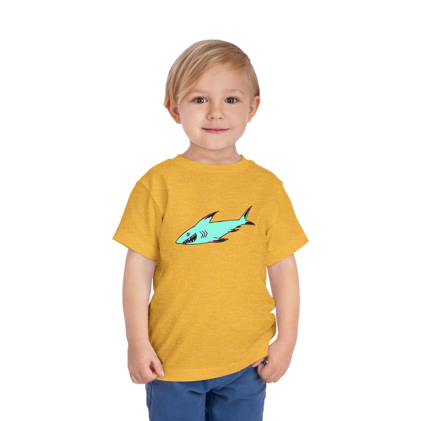 Toddler Tee — Cute Teal Shark Graphic Kids T‑Shirt