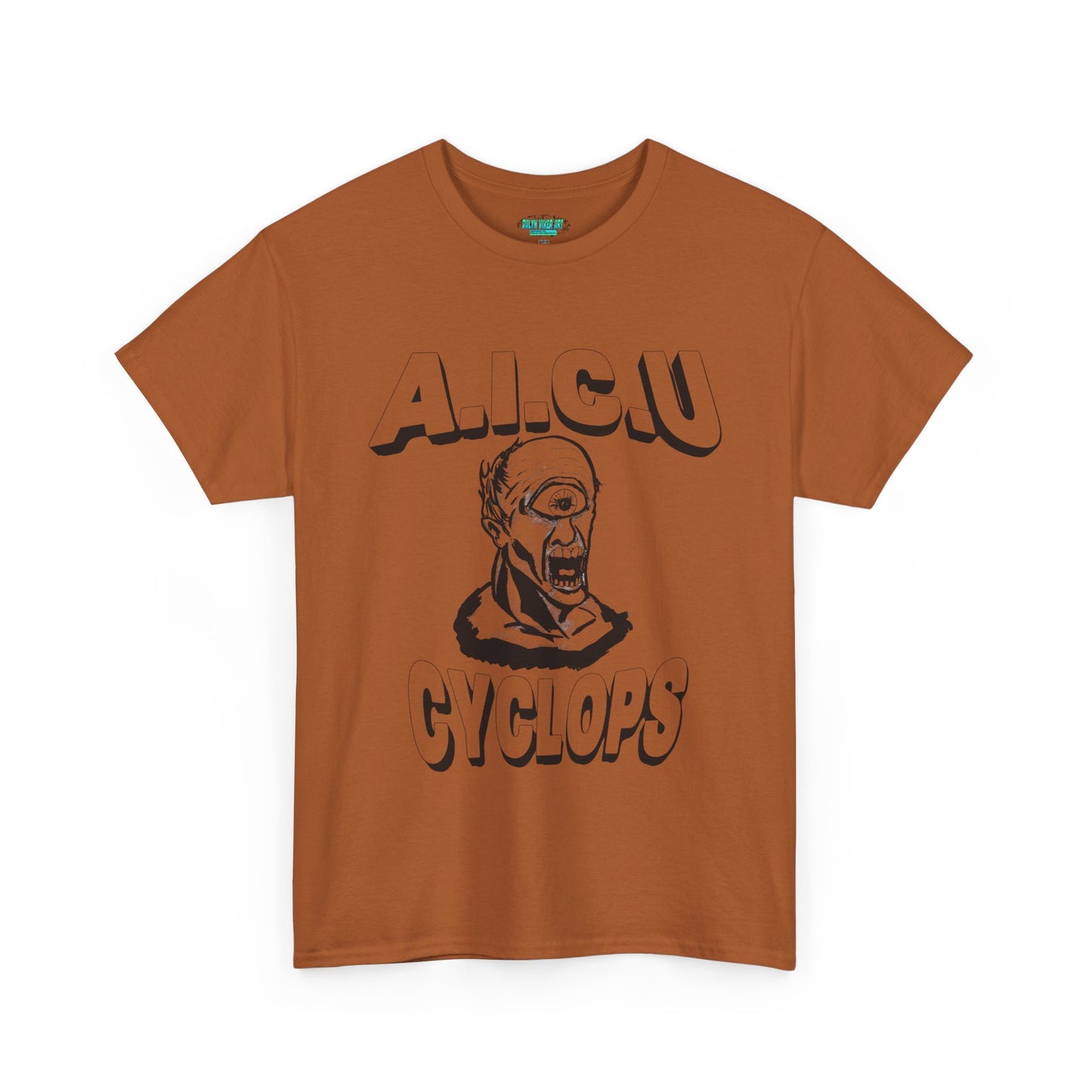 Graphic Unisex Tee - Fake AICU University Cyclops Mascot Mythology Shirt