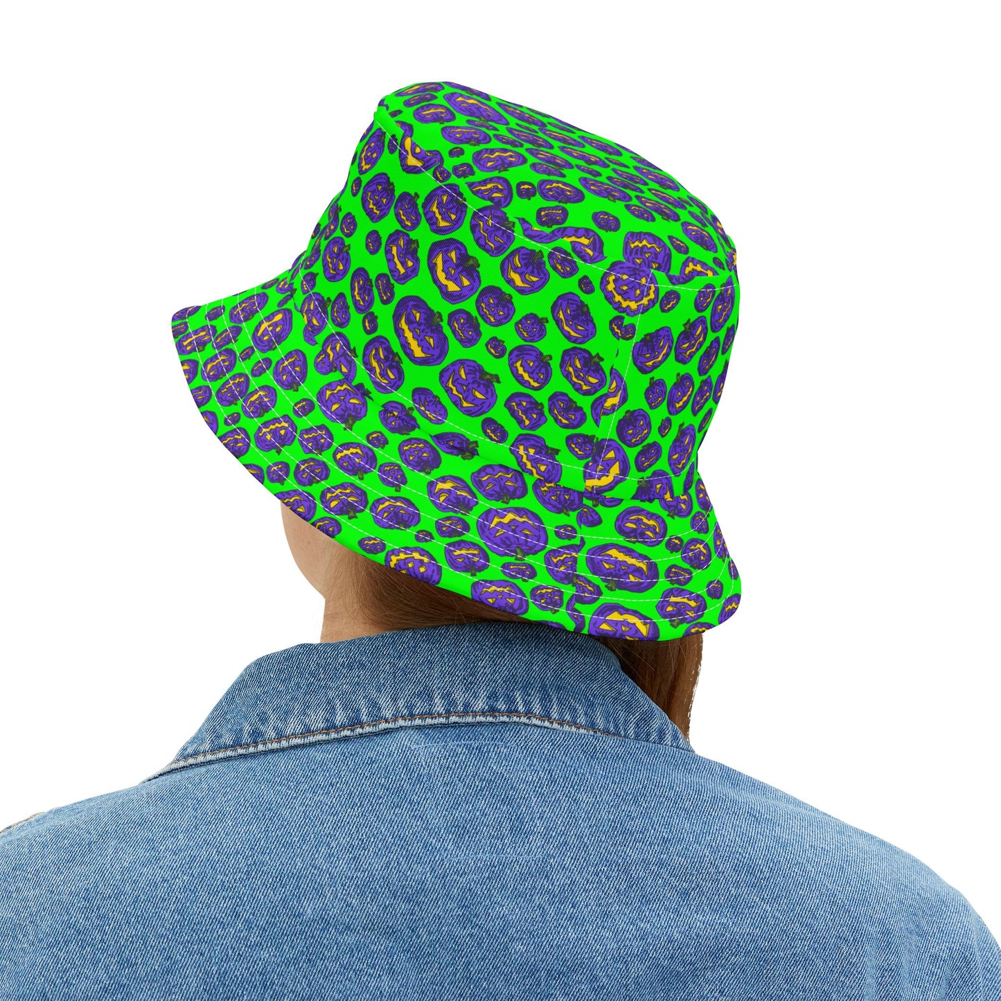 Vibrant Halloween Bucket Hat, Funky AOP Design, Trendy Sun Hat, Perfect for Festivals, Summer Beach Wear, Costume Accessory