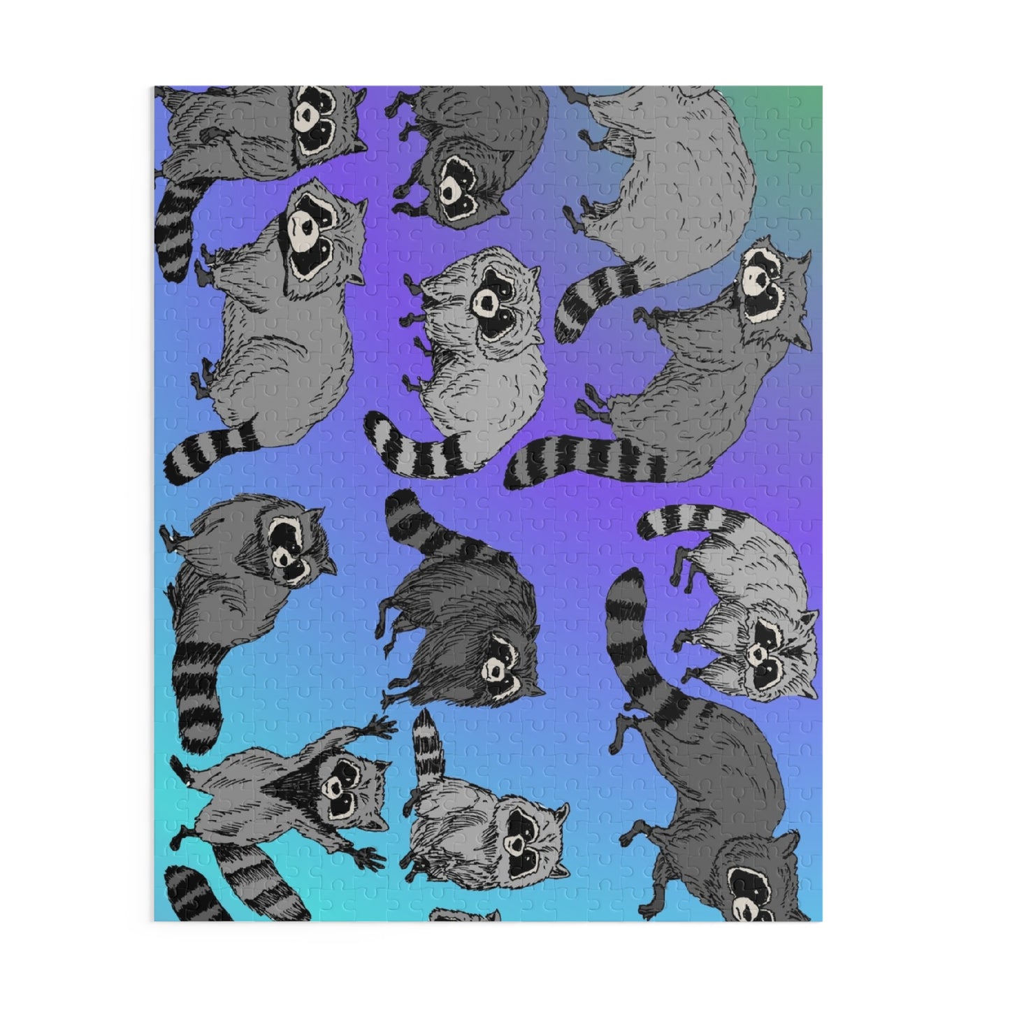 Raccoon Pattern Puzzle — Cute Raccoon Jigsaw (120/252/500 Piece)
