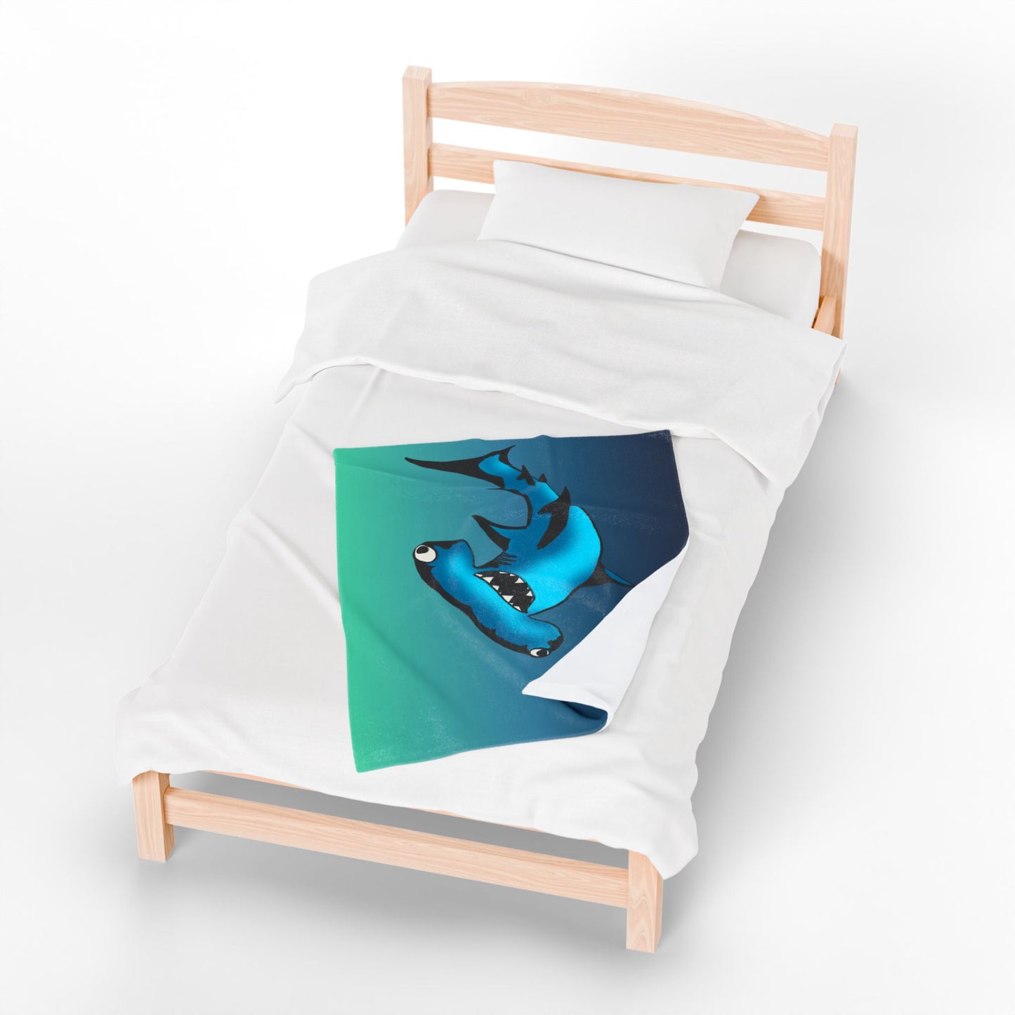 Harley Hammerhead Shark Velveteen Plush Blanket — Cute Ocean Animal Throw for Kids & Beach Lovers