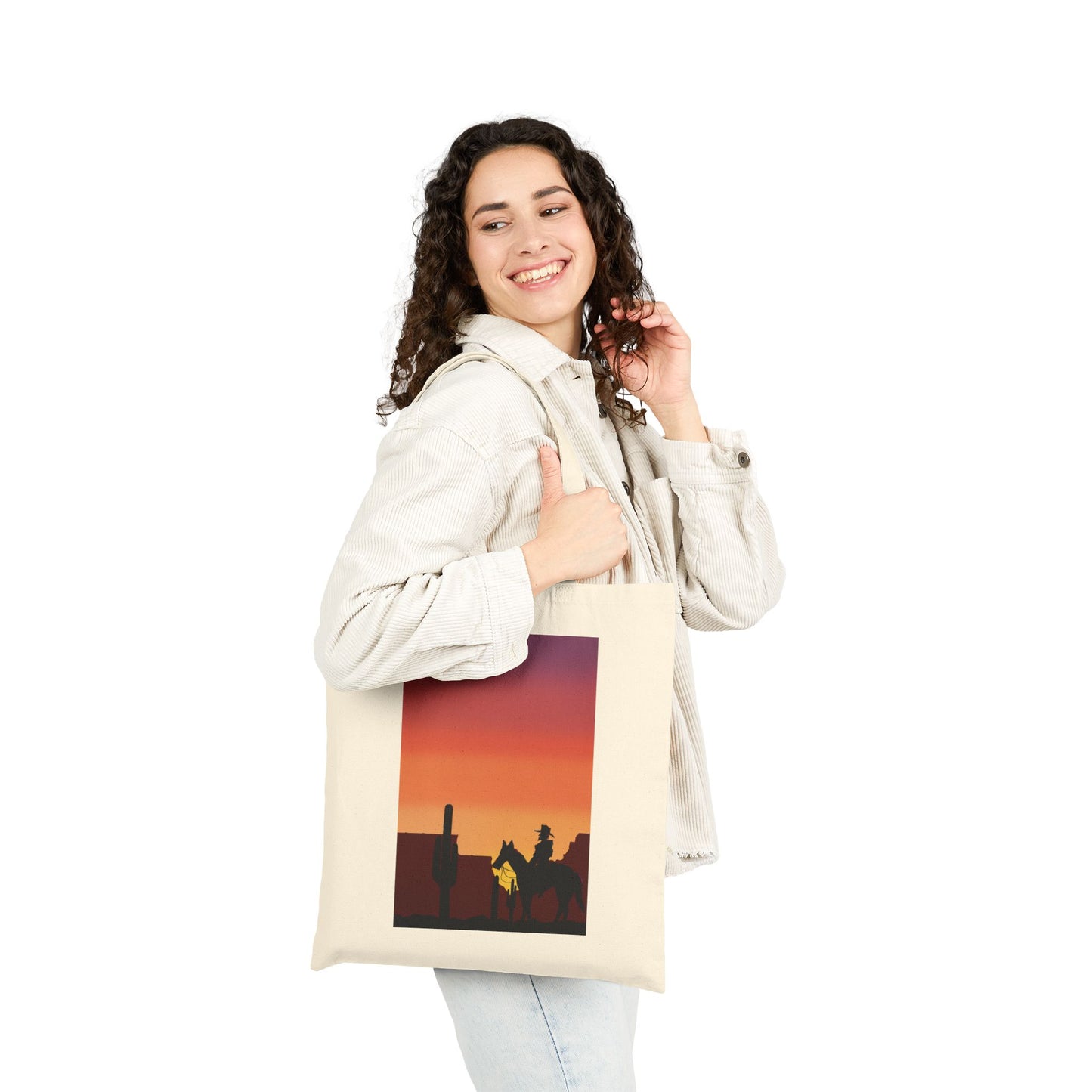 Sunset Silhouette Canvas Tote Bag – Desert Skyline Sunset Eco Tote