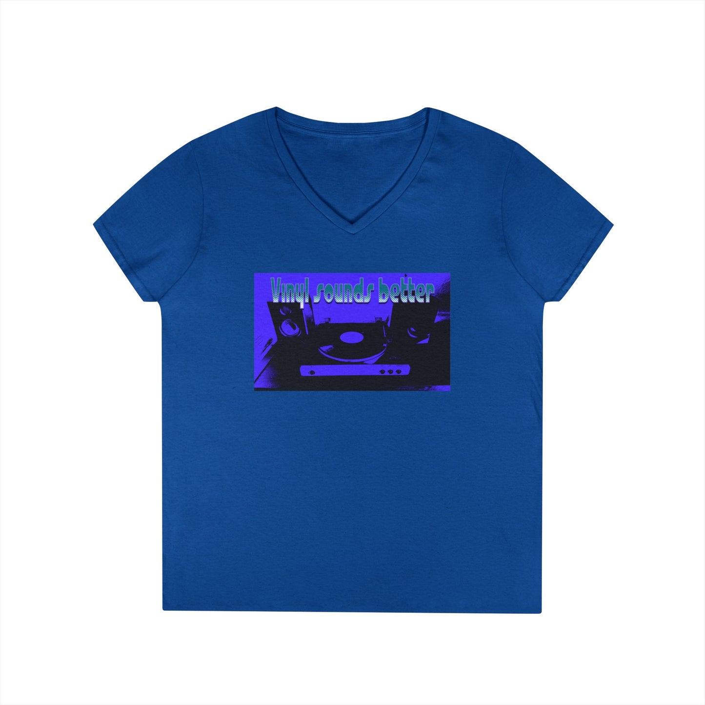 Vinyl Vibes Ladies' V-Neck T-Shirt - Music Lovers Tee