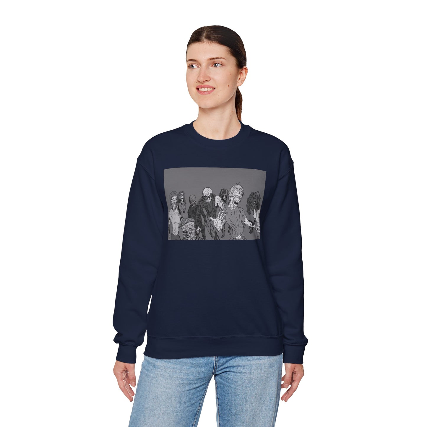 Vintage Zombie Horror Crewneck Sweatshirt - Unisex Heavy Blend™