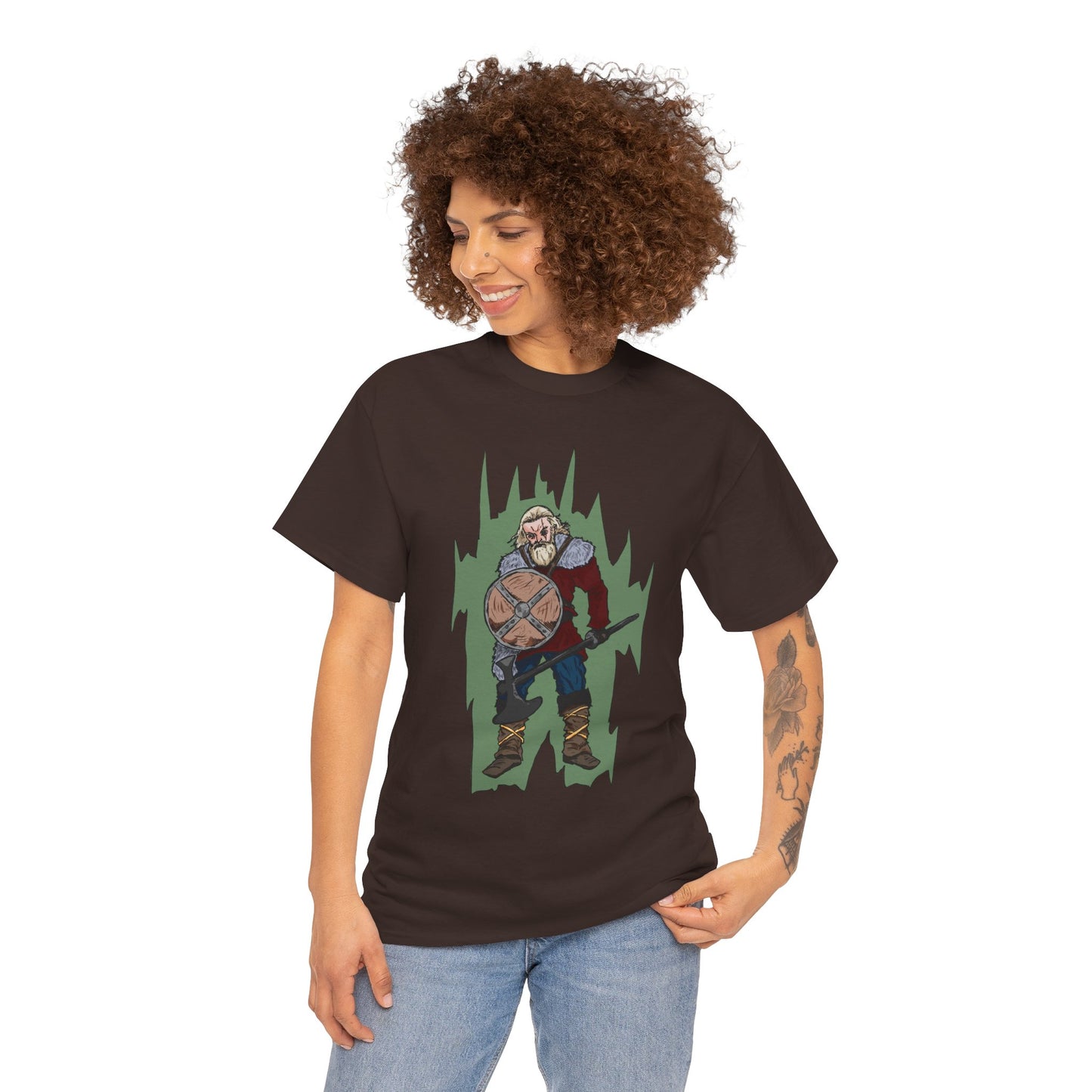 Epic Warrior Graphic Tee, Unisex Heavy Cotton Shirt, Casual Wear, Gamer Gift, Medieval Art Clothing, Battle Theme Fashion