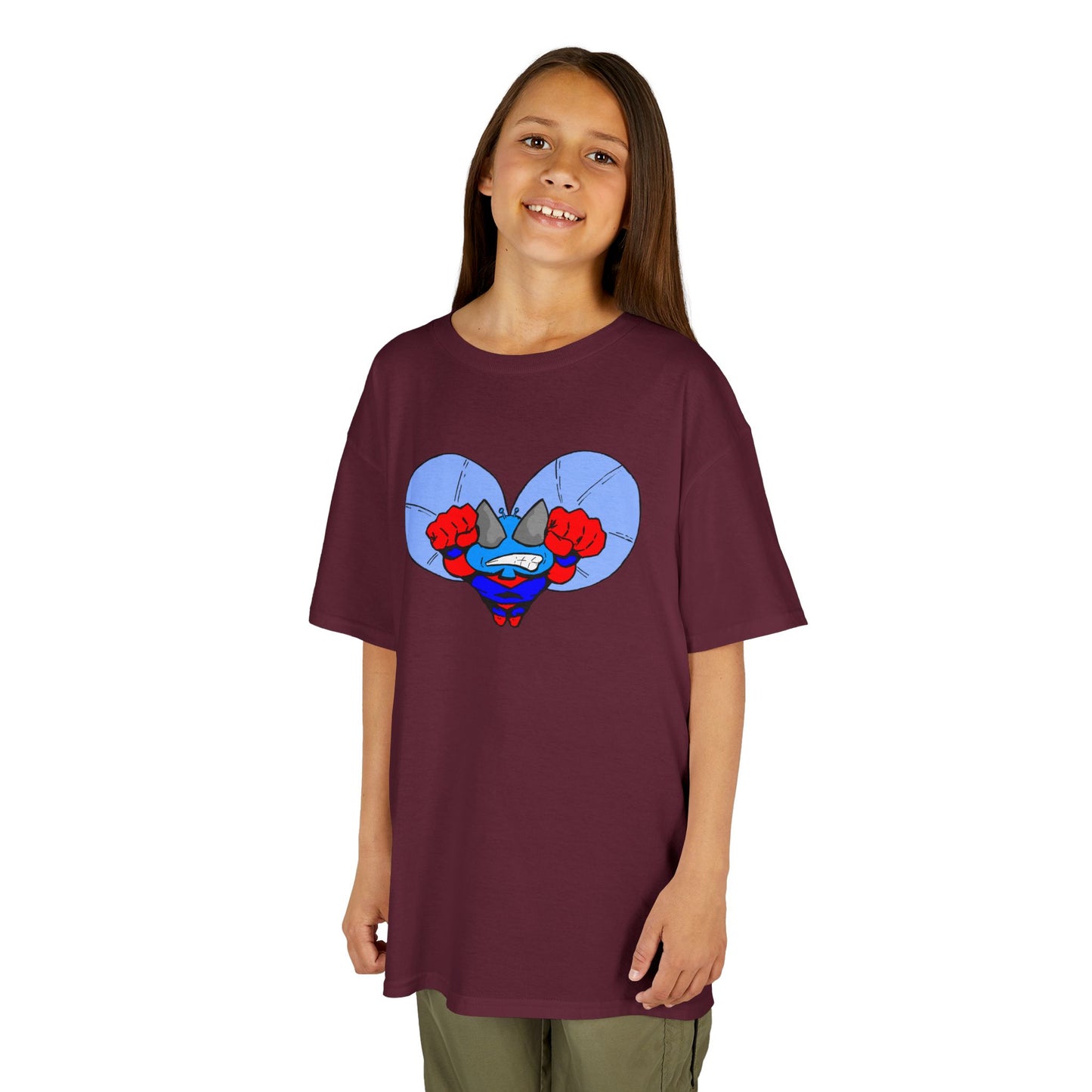Astro-Fly Kids Superhero T‑Shirt — Cute Blue Hero Design